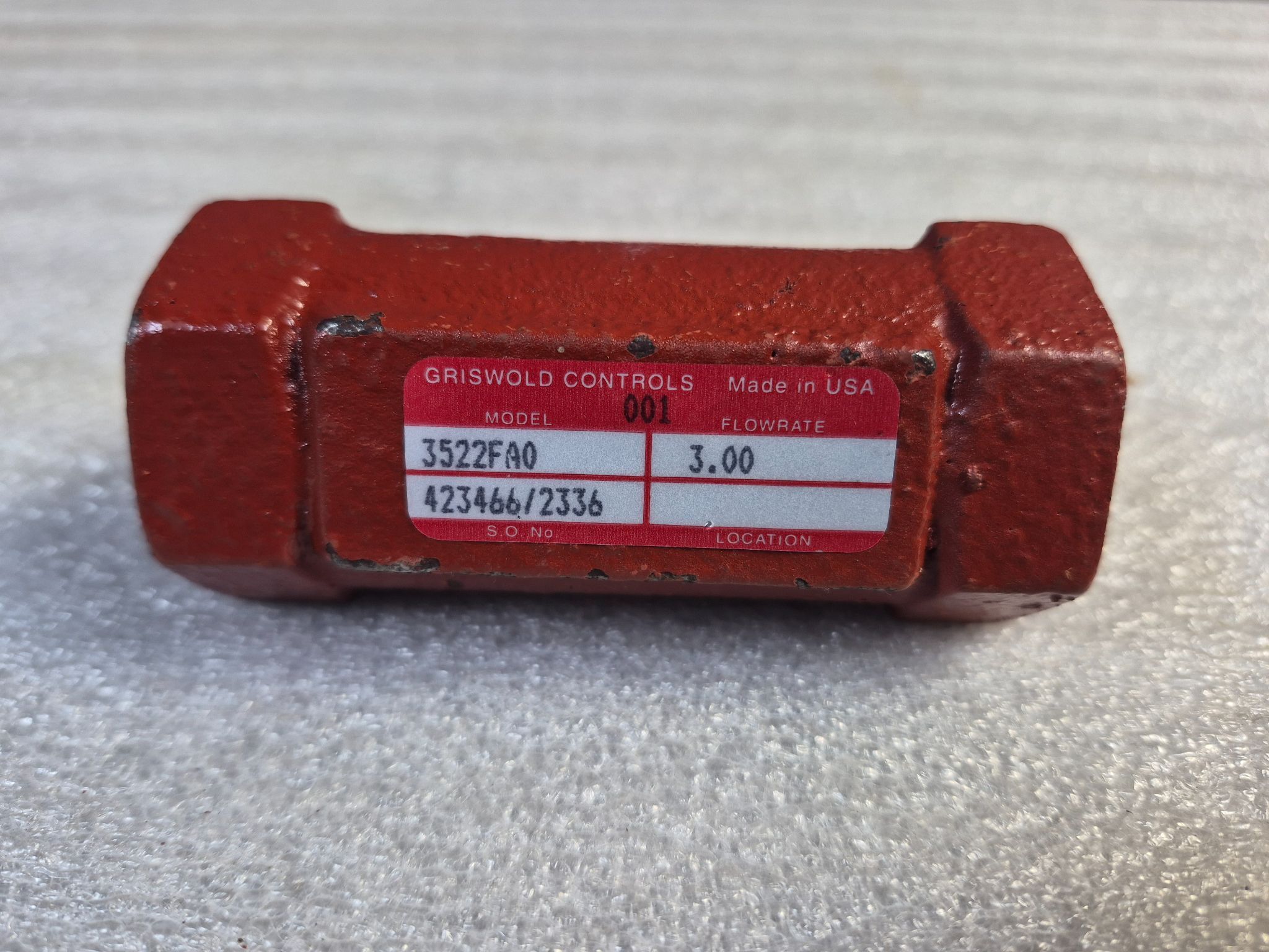 Griswold 3522FA0 Automatic Flow Control Valve 3 GPM NEW 2