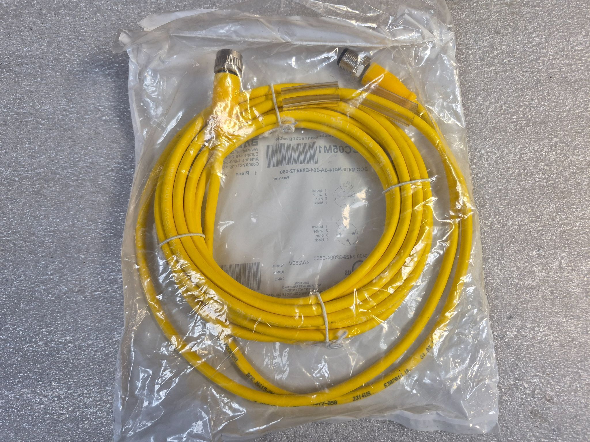 BALLUFF BCC M415-M414-3A-304-EX44T2-050 M12 Sensor Cable 5m 4 Pin NEW 1