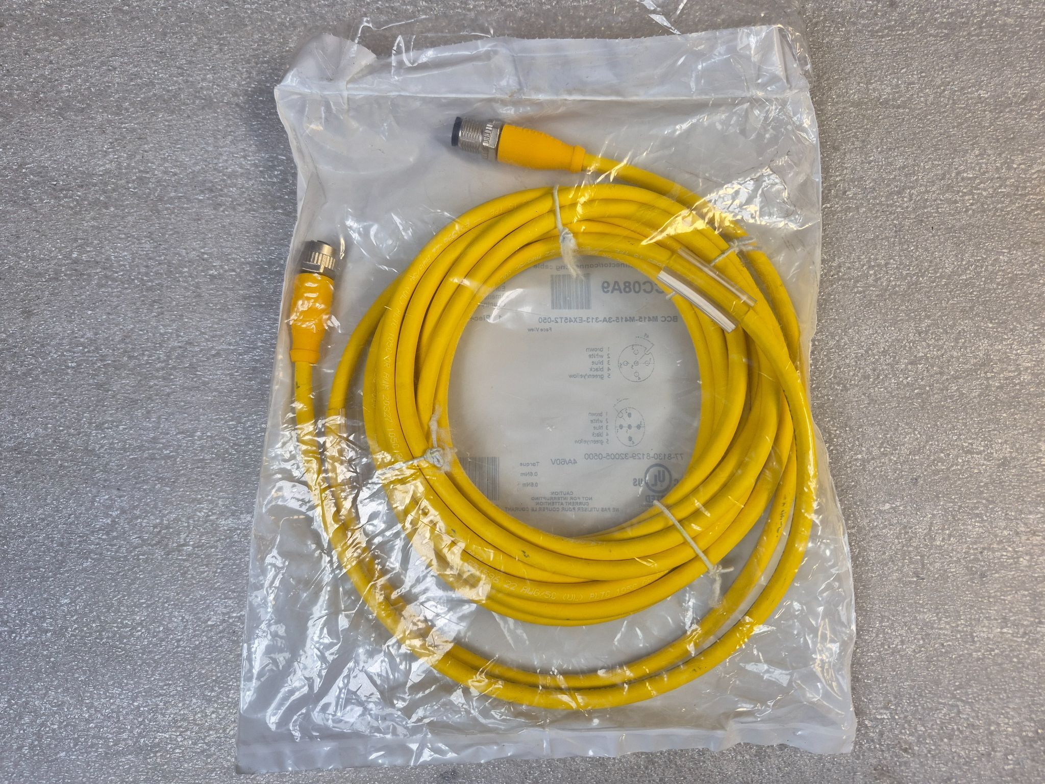 BALLUFF BCC M415-M415-3A-313-EX45T2-050 M12 Sensor Cable 5m NEW 1