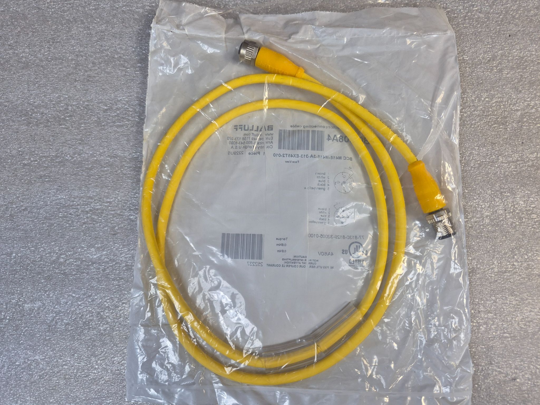 BALLUFF BCC M415-M415-3A-313-EX45T2-010 M12 Sensor Cable 1m NEW 1