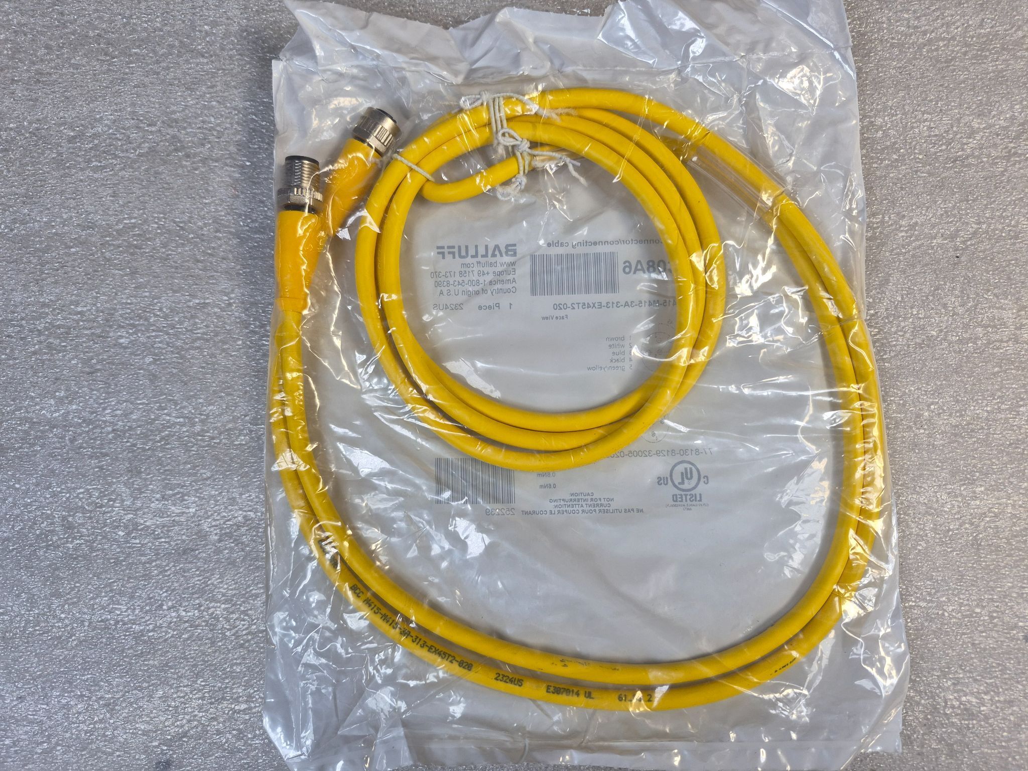 BALLUFF BCC M415-M415-3A-313-EX45T2-020 M12 Sensor Cable 2m NEW 1