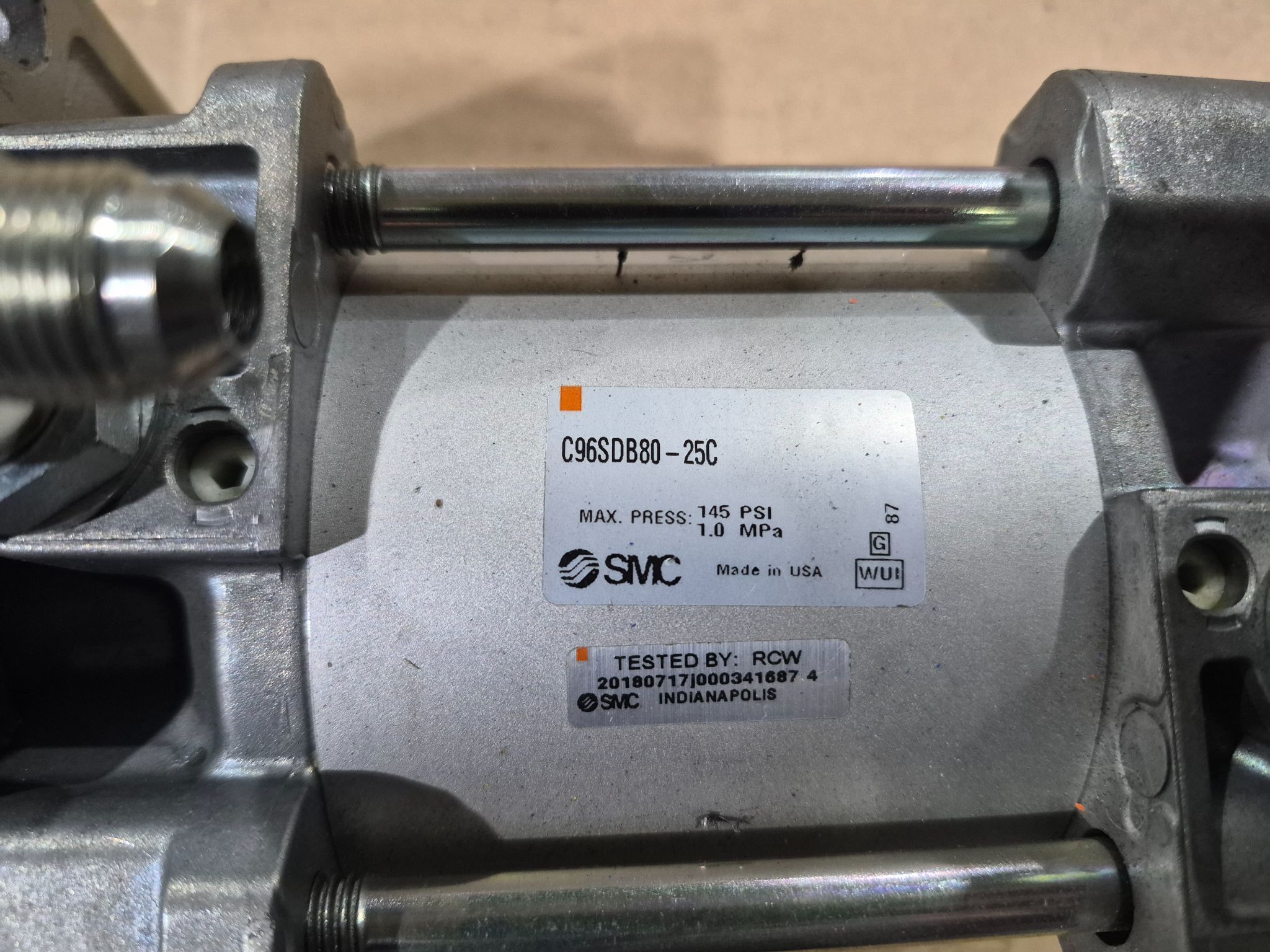 SMC C96SDB80-25C ISO Pneumatic Cylinder 80mm Bore 25mm Stroke USED 1