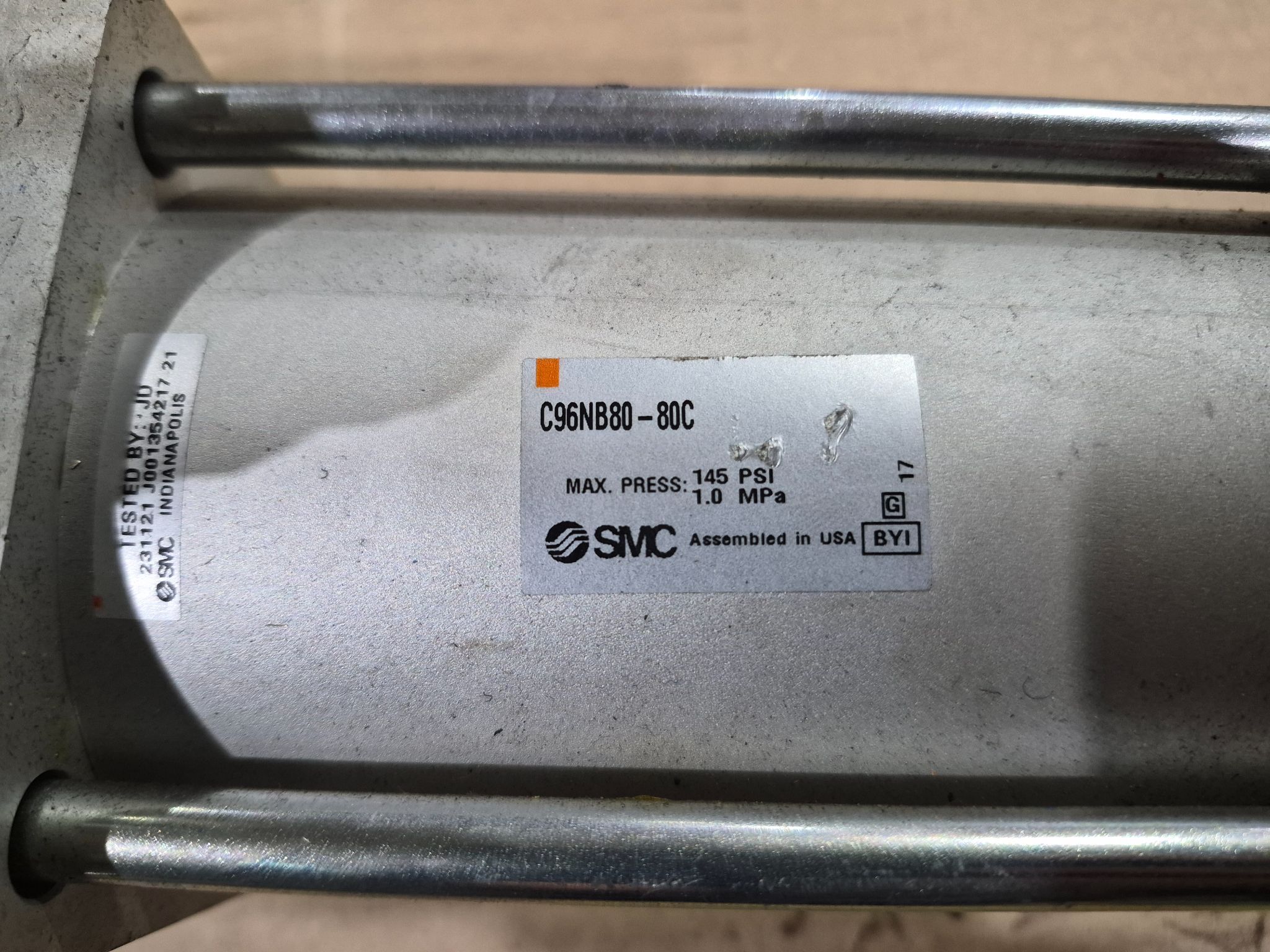 SMC C96NB80-80C ISO Pneumatic Cylinder 80mm Bore 80mm Stroke USED 1