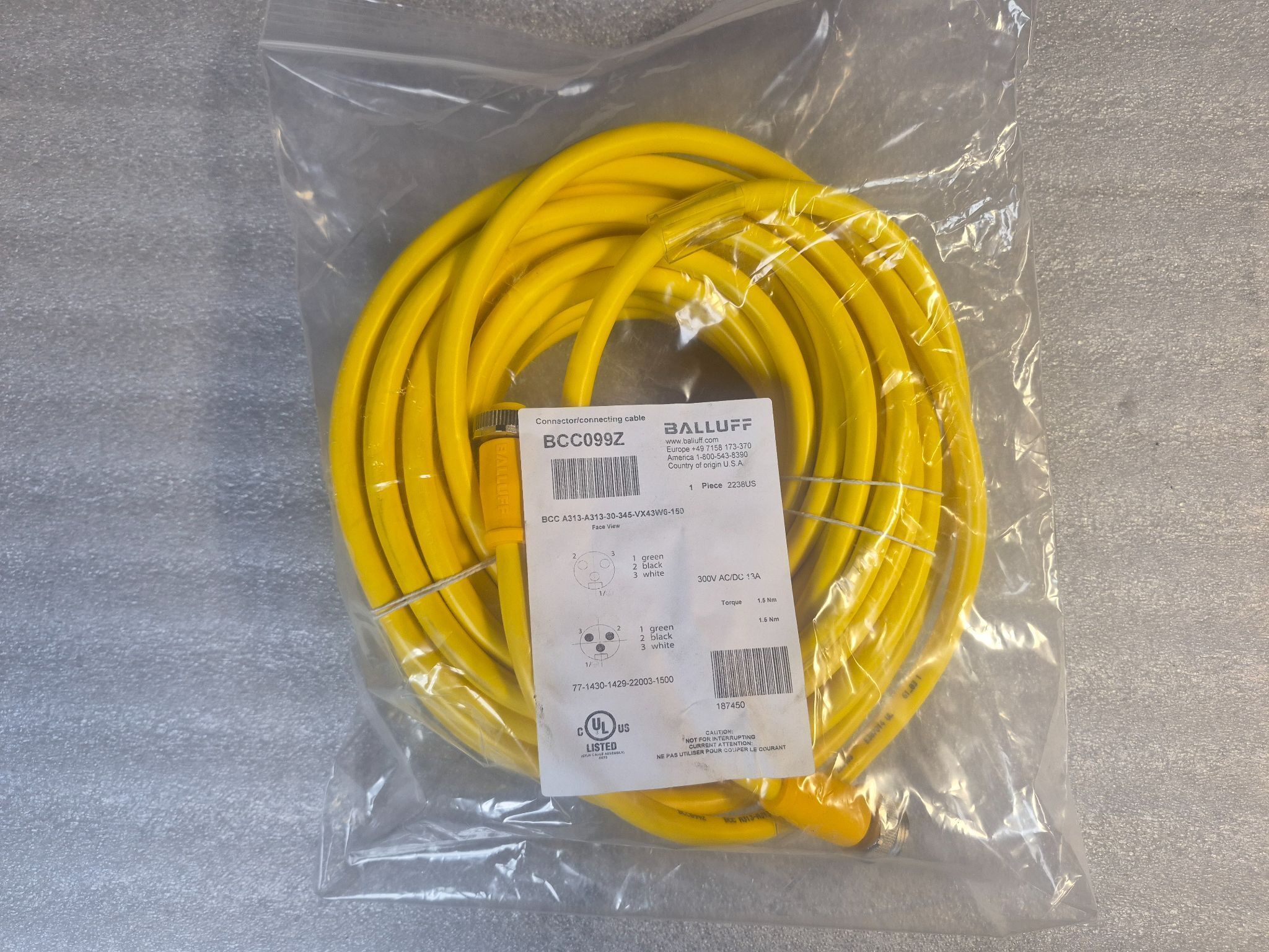 BALLUFF BCC A313-A313-30-345-VX43W6-150 Industrial Connecting Cable BCC099Z NEW 1