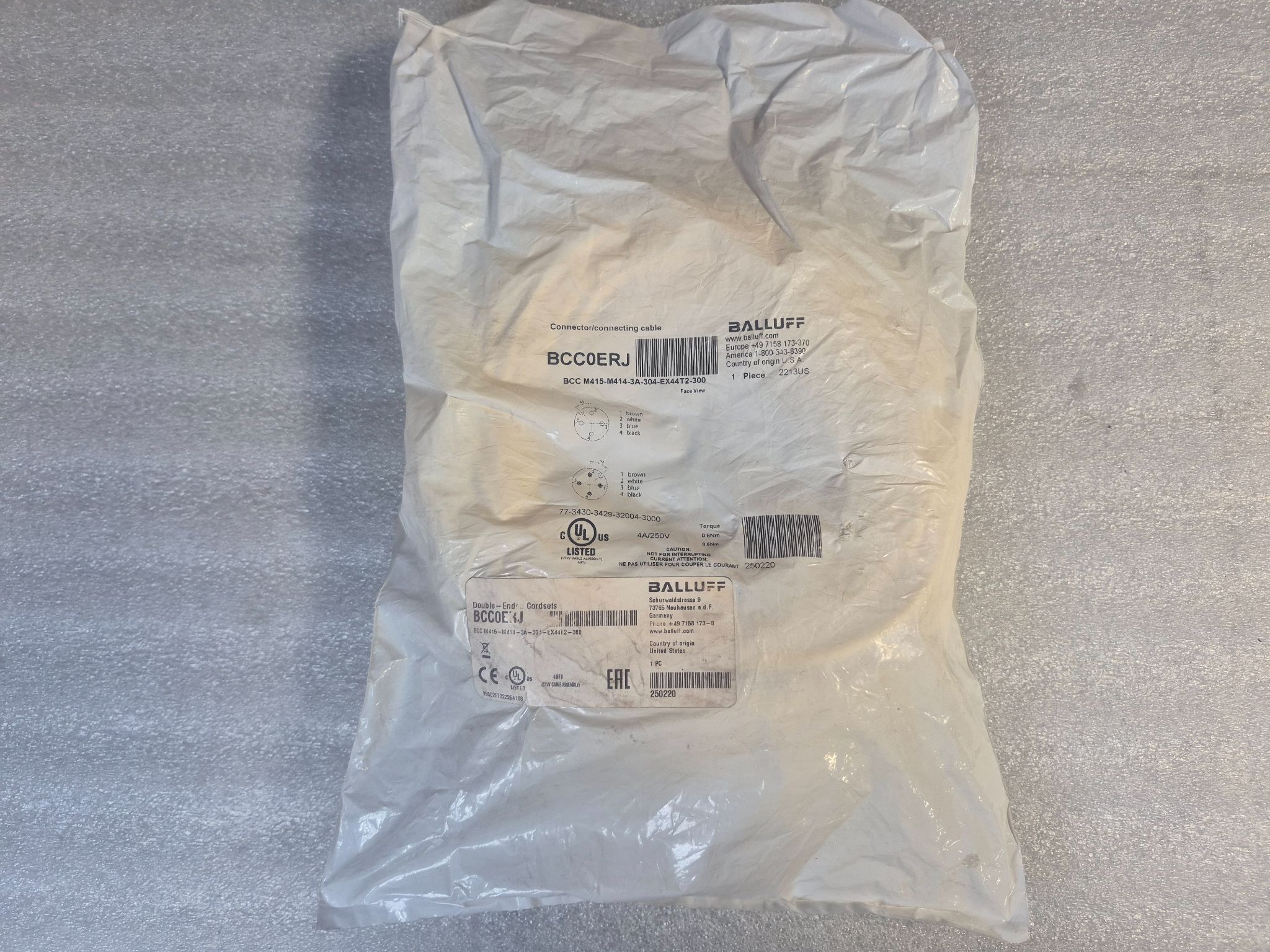 BALLUFF BCC M415-M414-3A-304-EX44T2-300 Industrial Connecting Cable BCC0ERJ NEW 2