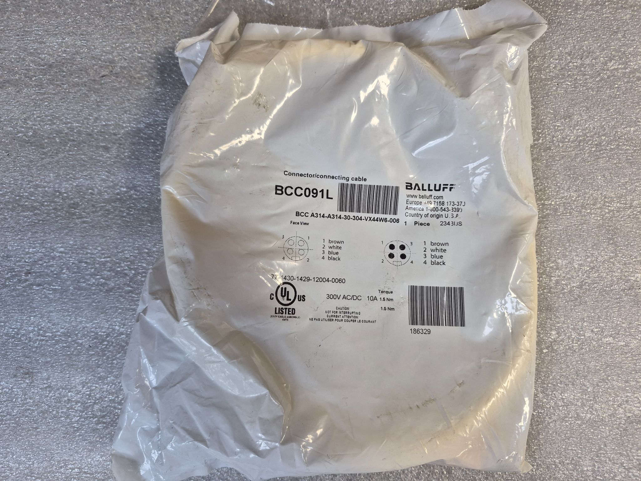 BALLUFF BCC A314-A314-30-304-VX44W6-006 Industrial Connecting Cable BCC091L NEW 1