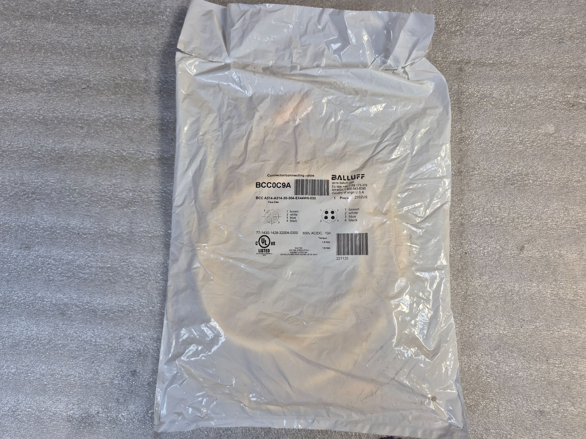 BALLUFF BCC A314-A314-30-304-EX44W6-030 Industrial Connecting Cable BCC0C9A NEW 0
