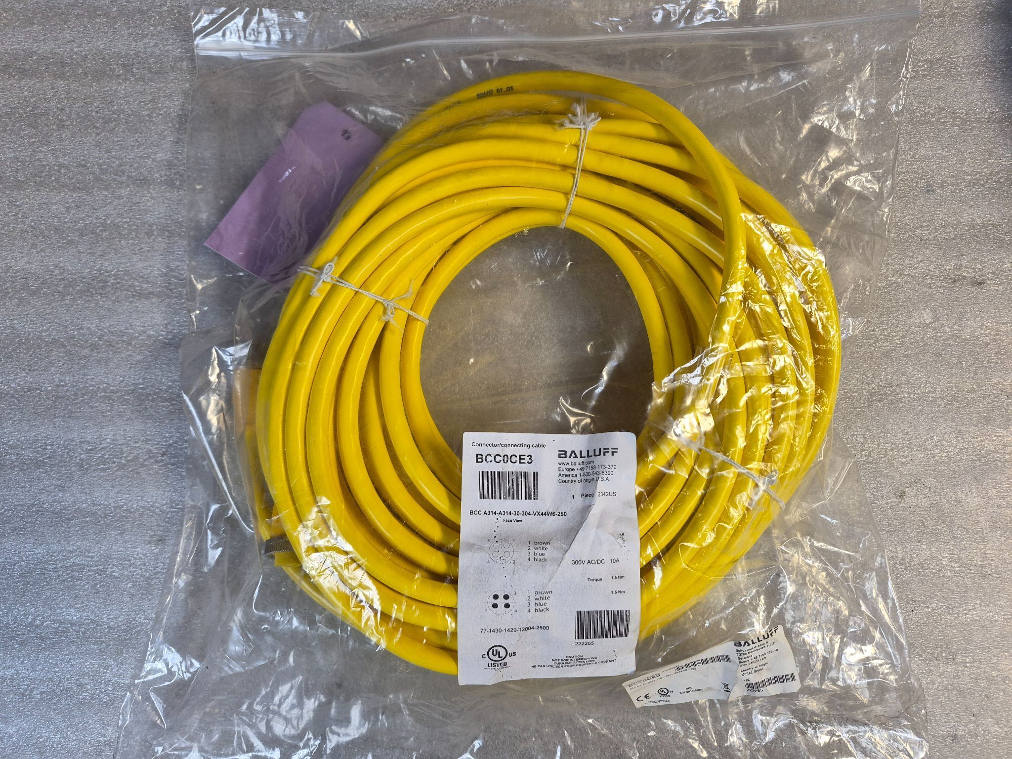 BALLUFF BCC A314-A314-30-304-VX44W6-250 Industrial Connecting Cable BCC0CE3 NEW 0