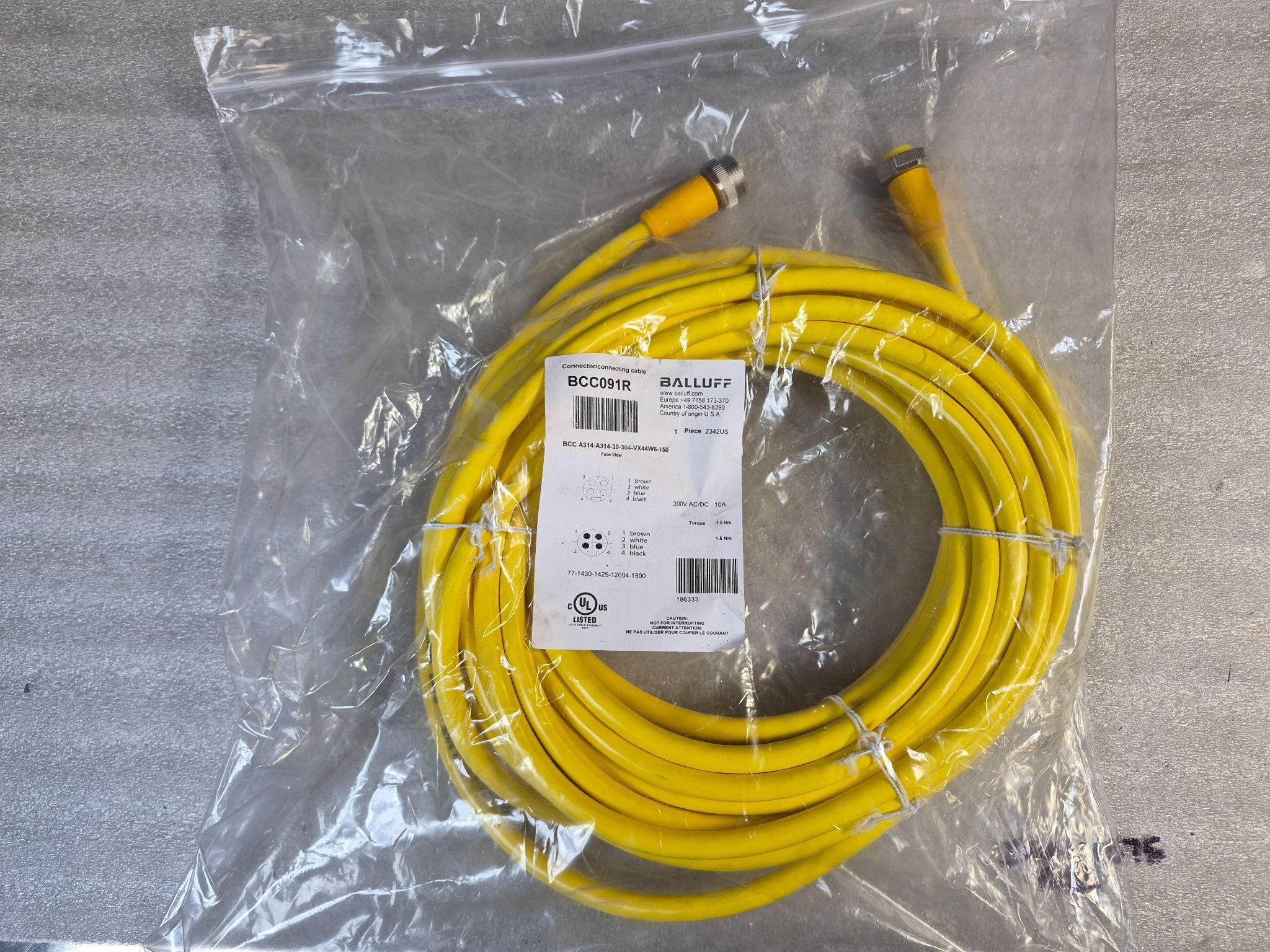 BALLUFF BCC A314-A314-30-304-VX44W6-300 Industrial Connecting Cable BCC0CEE NEW 0