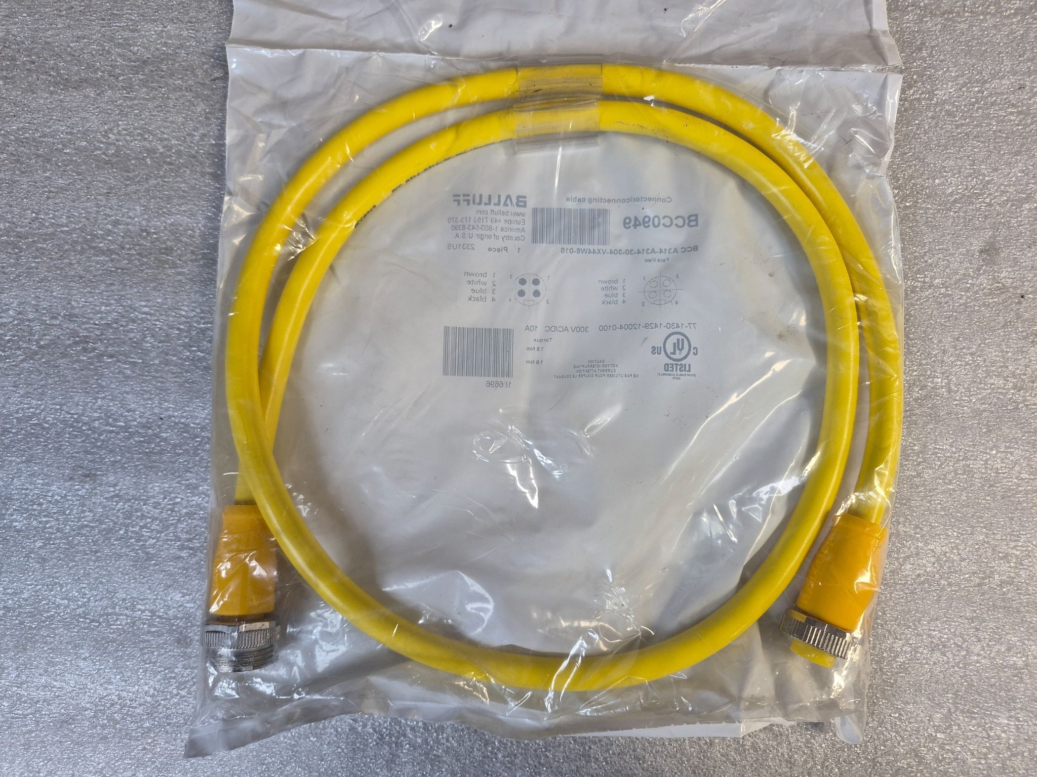 BALLUFF BCC A314-A314-30-304-VX44W6-010 Industrial Connecting Cable BCC0949 NEW 2