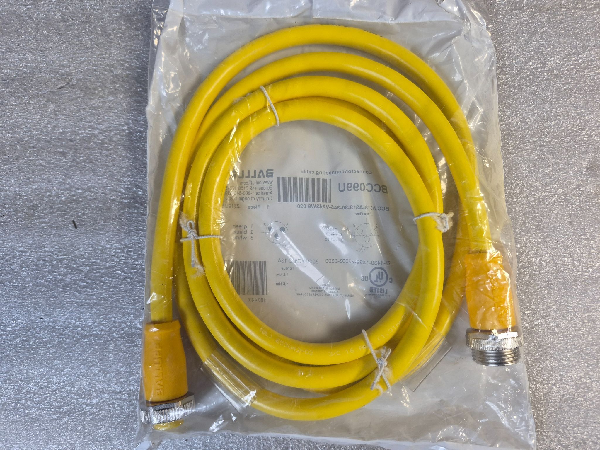 BALLUFF BCC A313-A313-30-345-VX43W6-020 Industrial Connecting Cable BCC099U NEW 1