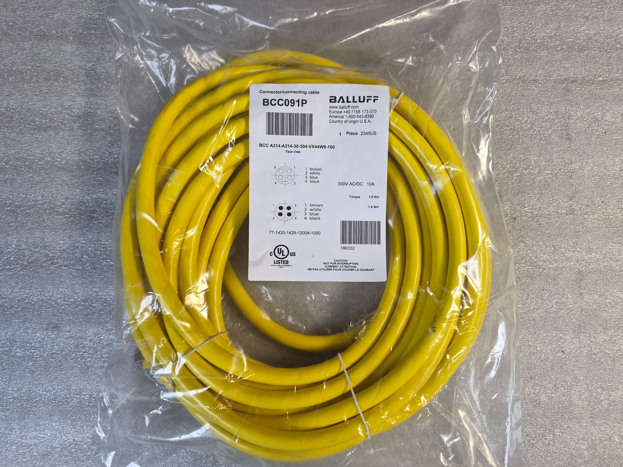 BALLUFF BCC A314-A314-30-304-VX44W6-100 Industrial Connecting Cable BCC091P NEW 0