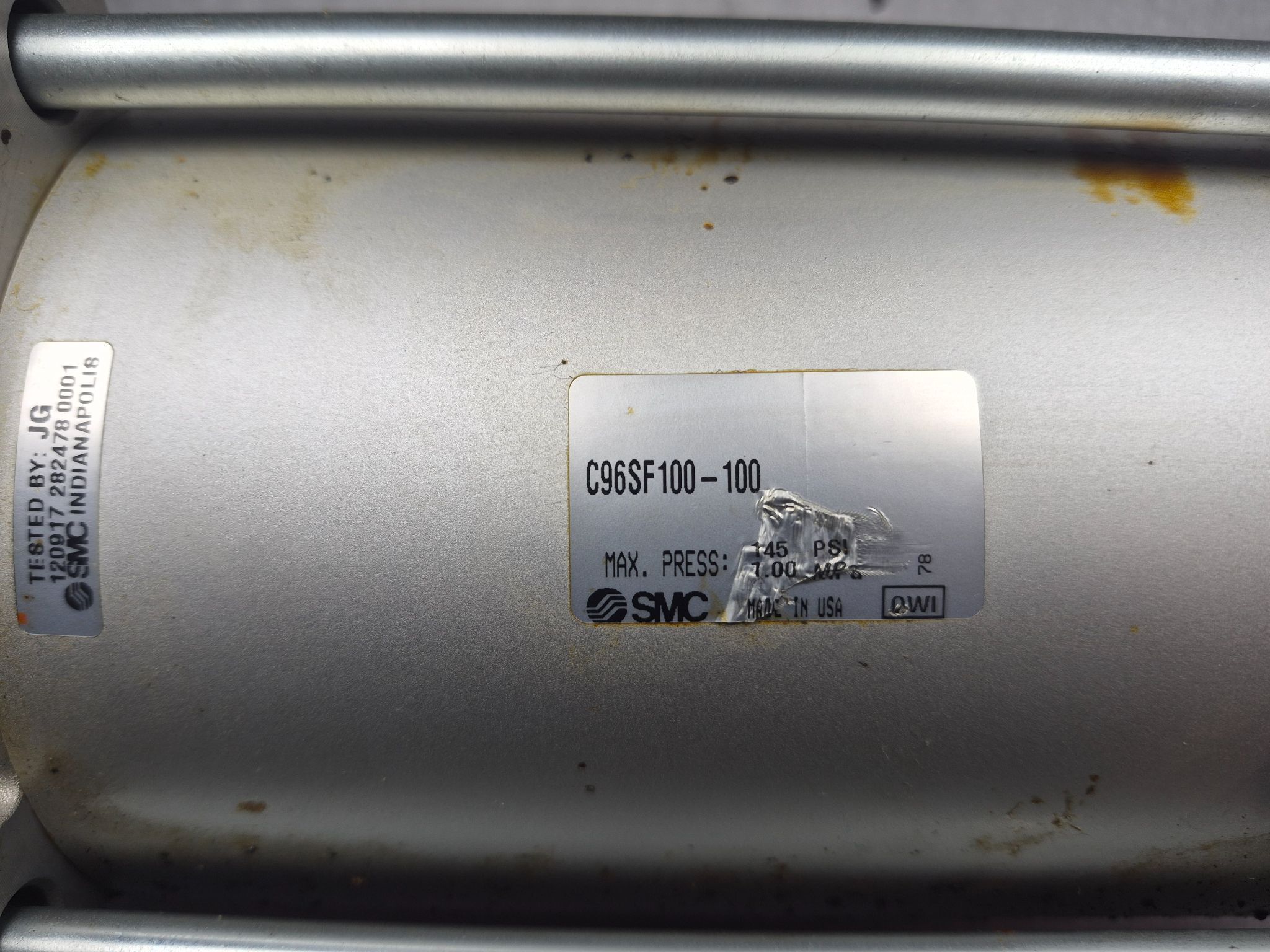 SMC C96SF100-100 Tie-Rod Pneumatic Air Cylinder 100mm Bore 100mm Stroke USED 1