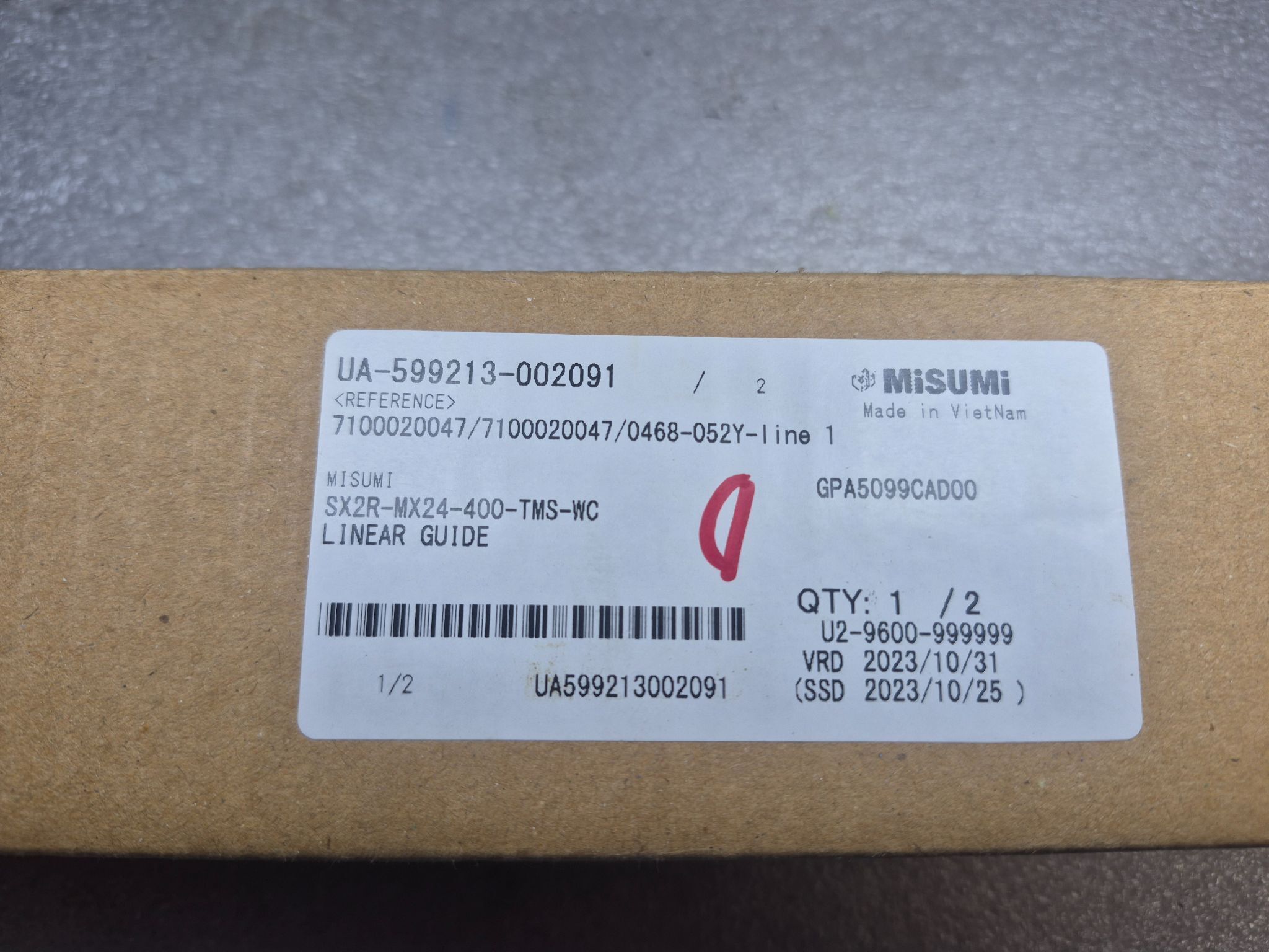 MISUMI SX2R‑MX24‑400‑TMS‑WC Linear Guide Assembly NEW 1