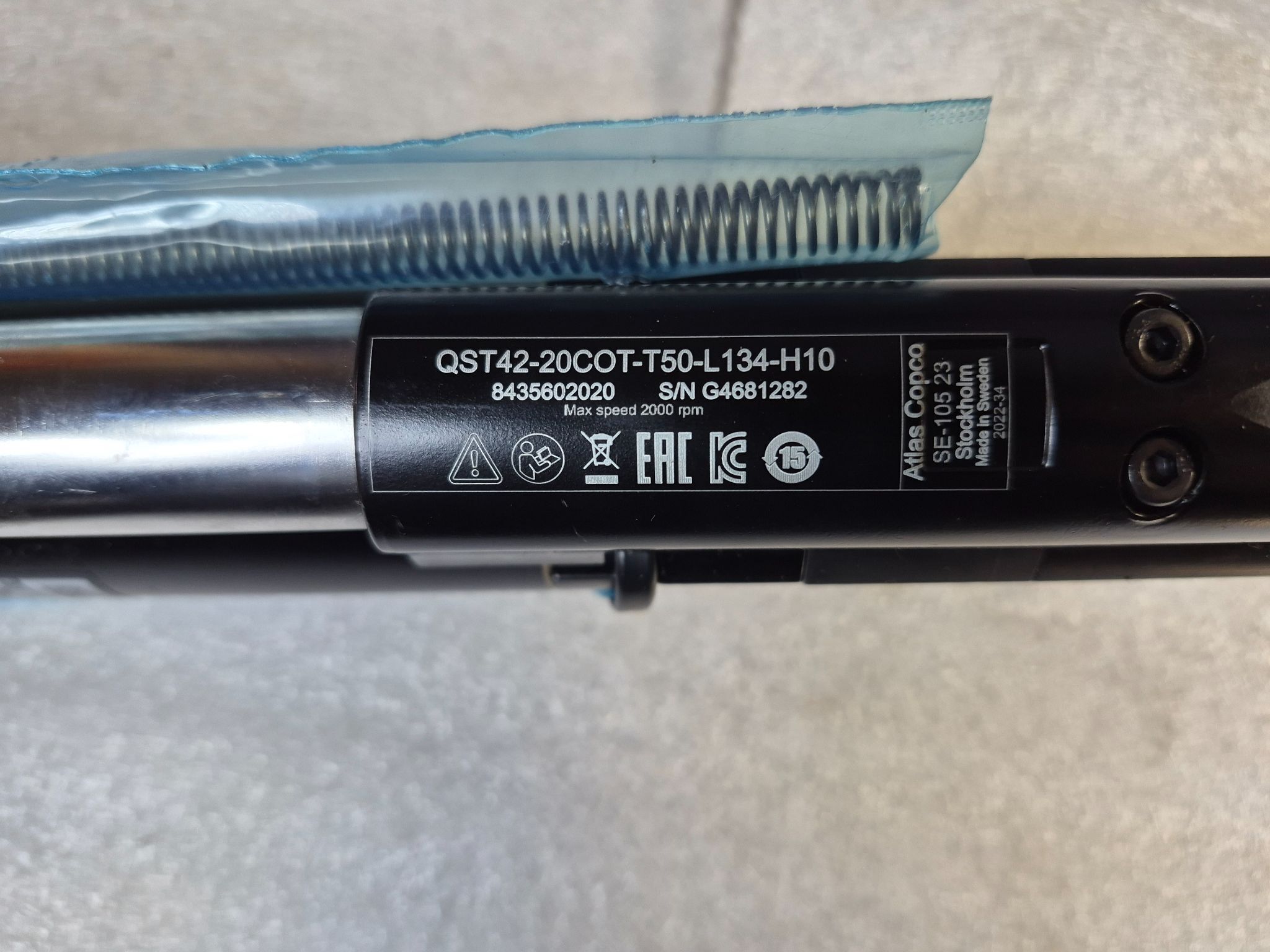 ATLAS COPCO QST42‑20COT‑T50‑L134‑H10 Off‑Set Fixtured QST Nutrunner NEW 5