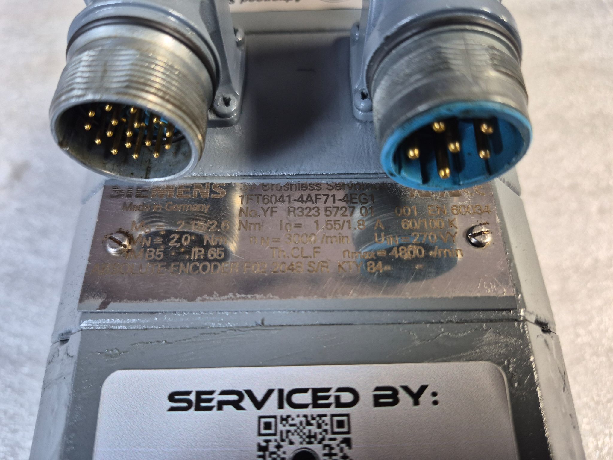 SIEMENS 1FT6041‑4AF71‑4EG1 Brushless Servo Motor USED REPAIRED 2