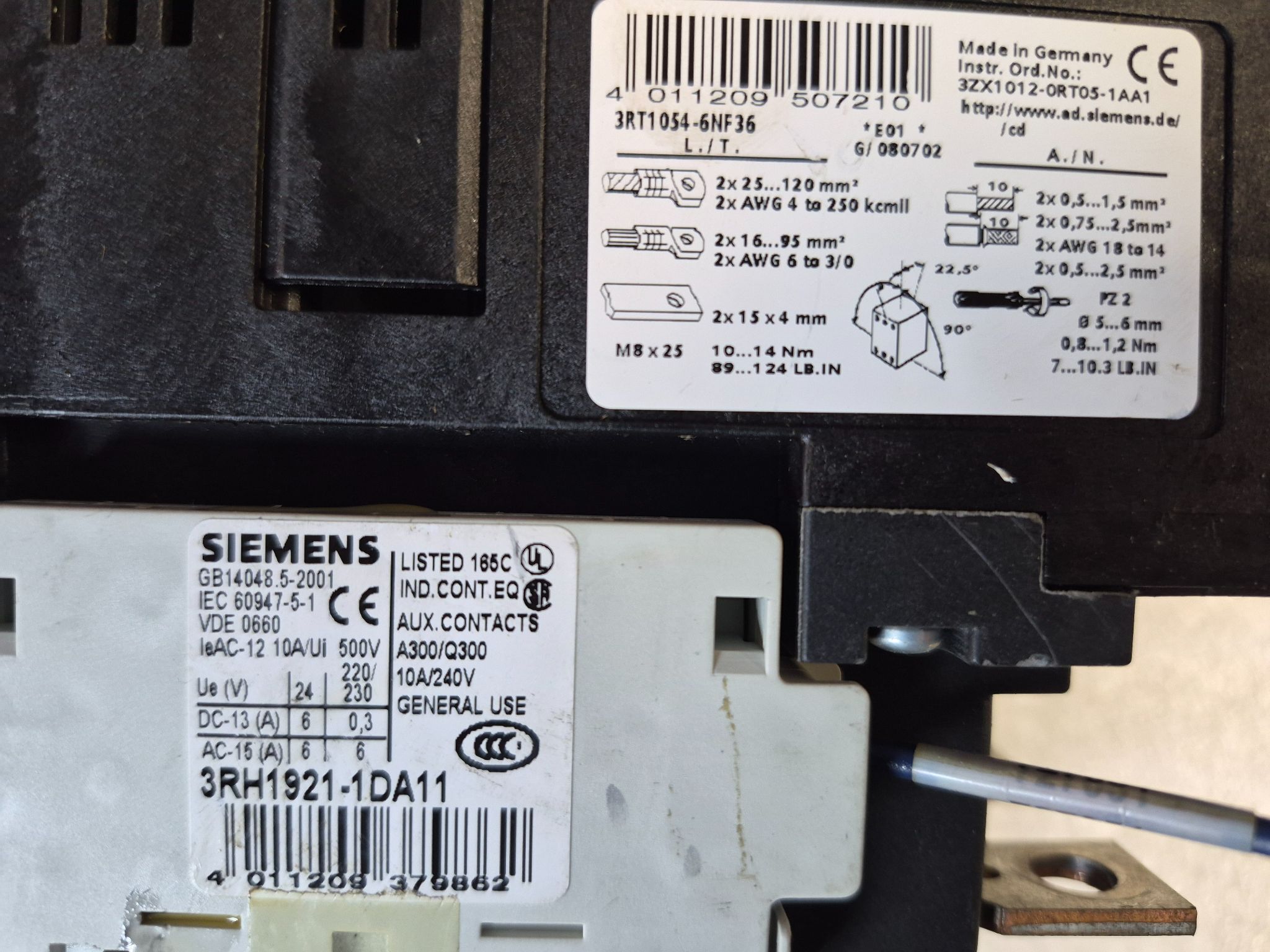 SIEMENS 3RT1054‑6NF36 Power Contactor USED 2