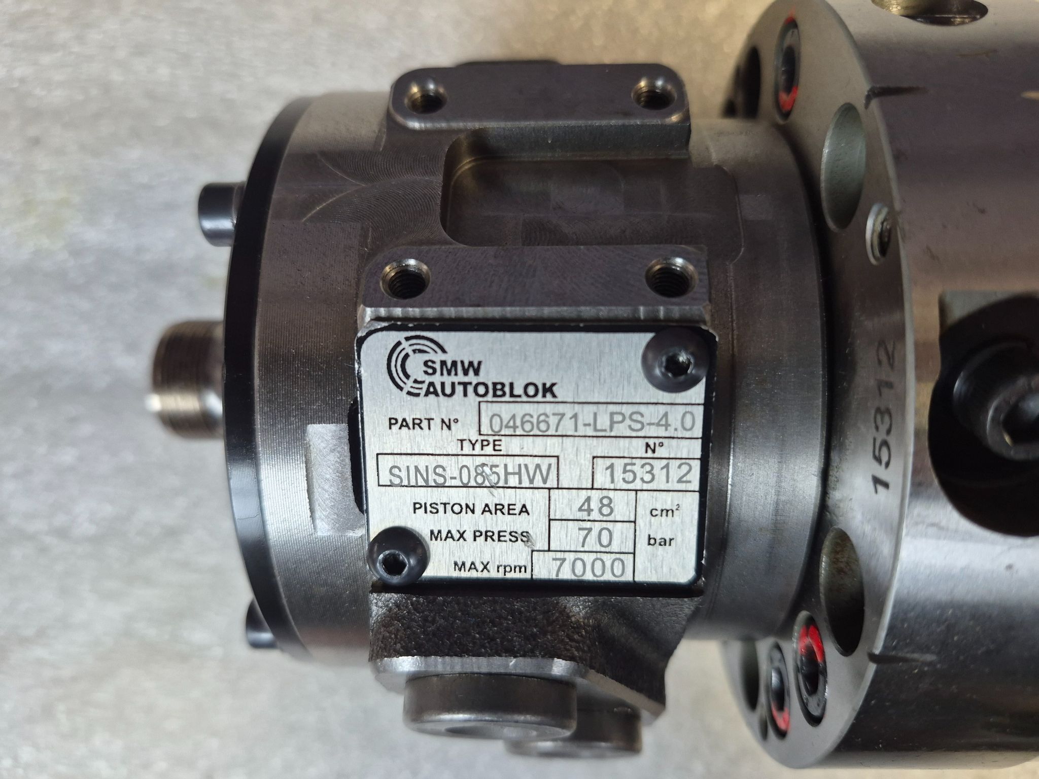 SMW AUTOBLOK SINS‑085HW Hydraulic Rotary Union / Spindle Unit USED 3