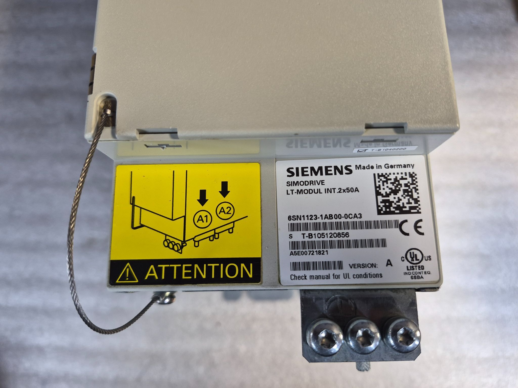 SIEMENS 6SN1123‑1AB00‑0CA3 SIMODRIVE LT‑Module INT 2×50A USED 2