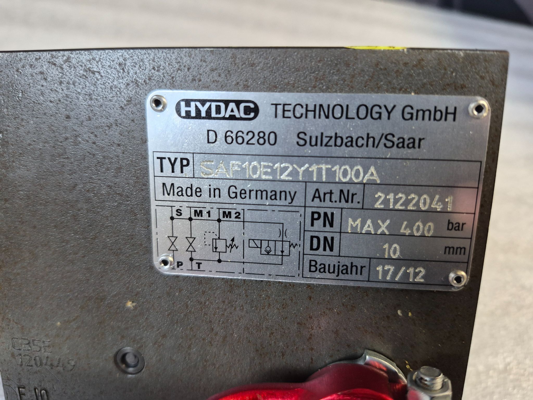 HYDAC SAF10E12Y1T100A Hydraulic Safety Shut‑Off Valve USED 3