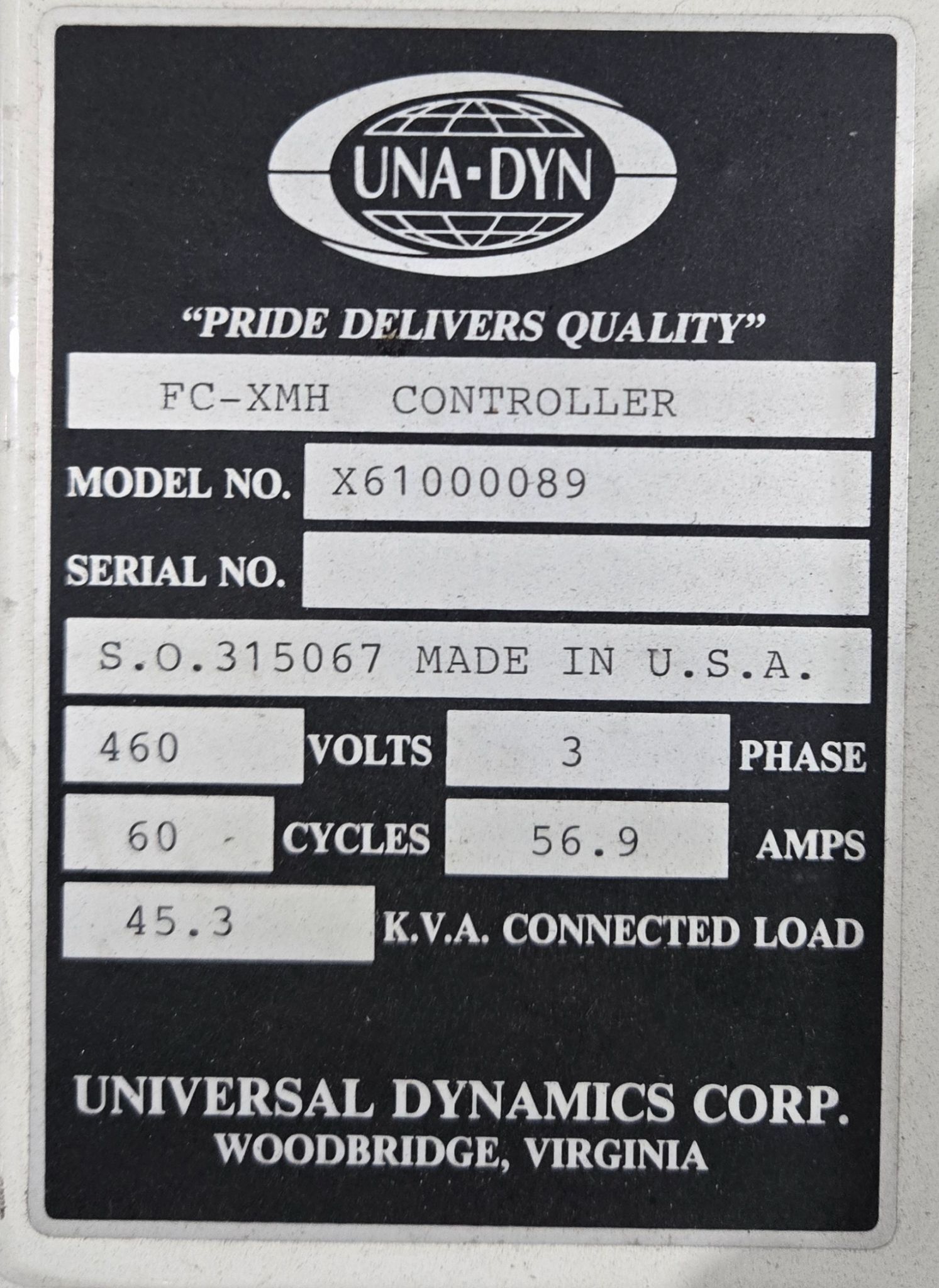 UNA-DYN X61000089 FC-XMH Material Handling Controller USED 5