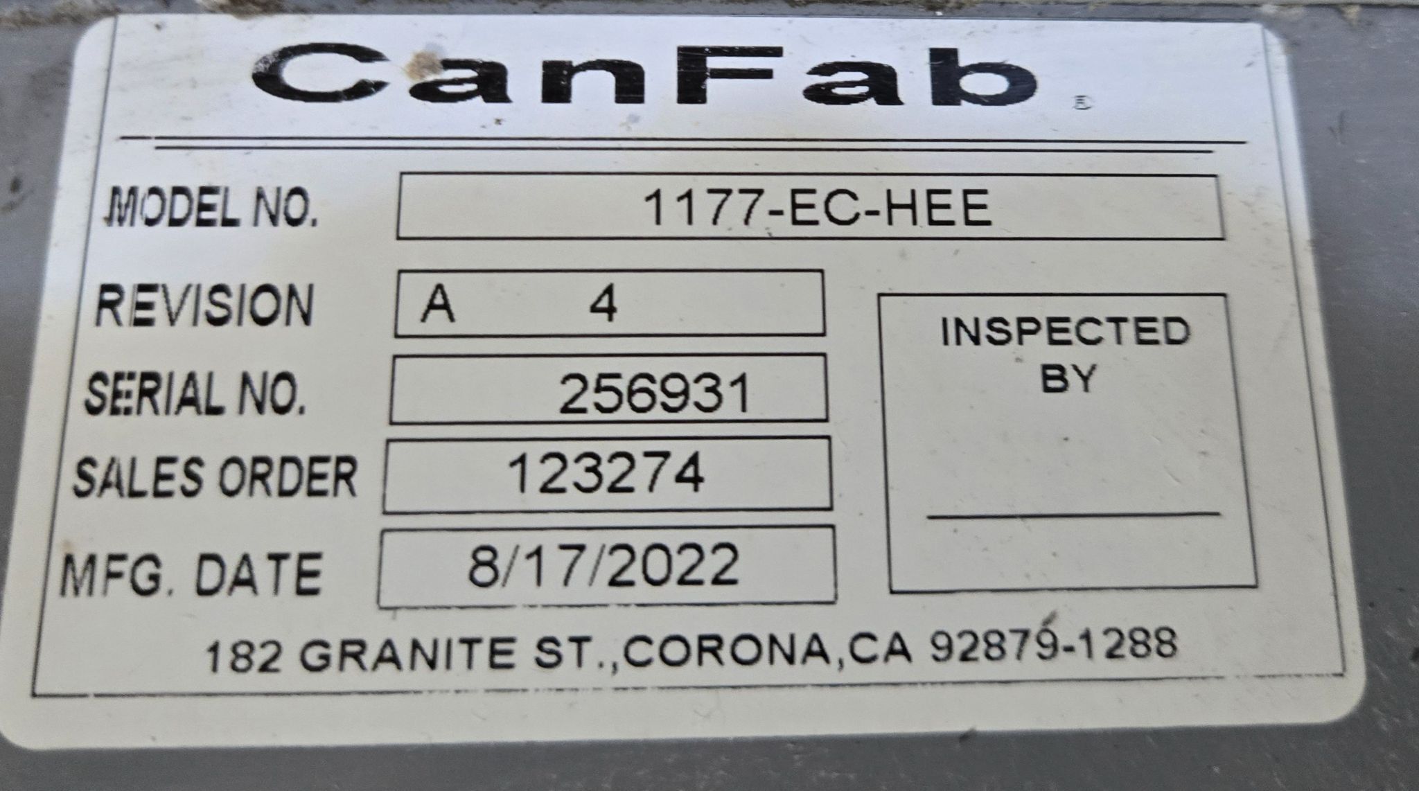 CanFab 1177-EC-HEE Industrial Air Filtration Unit USED 7