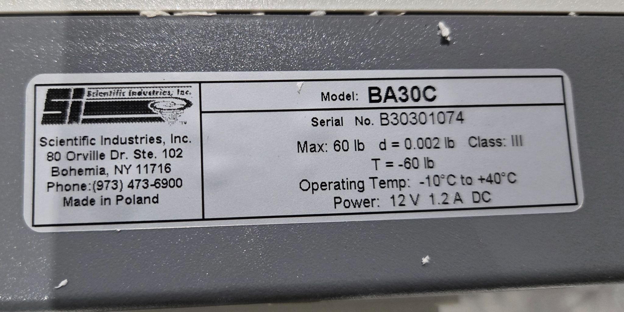 SCIENTIFIC INDUSTRIES/TORBAL BA30C Bench Scale 60 lb Capacity NEW 4