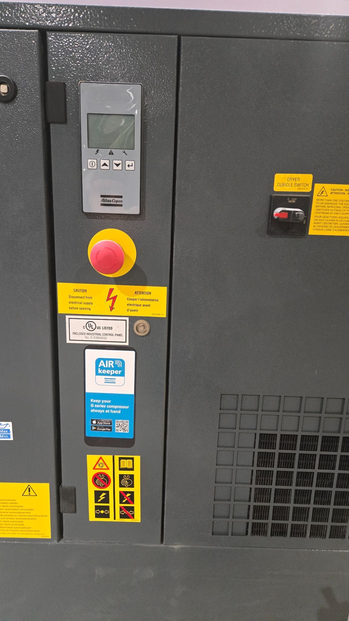 ATLAS COPCO 8152103842 G5FF Rotary Screw Air Compressor with Dryer USED 5