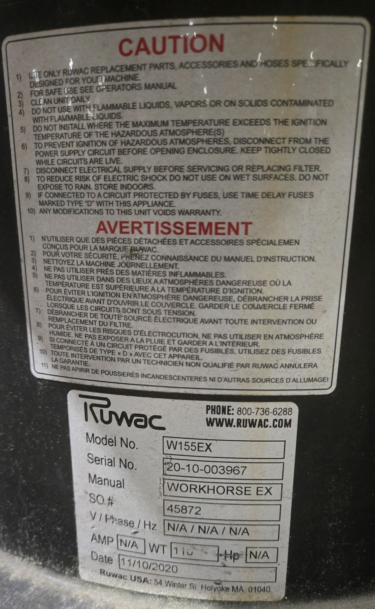 RUWAC W155EX Industrial Vacuum System USED 6