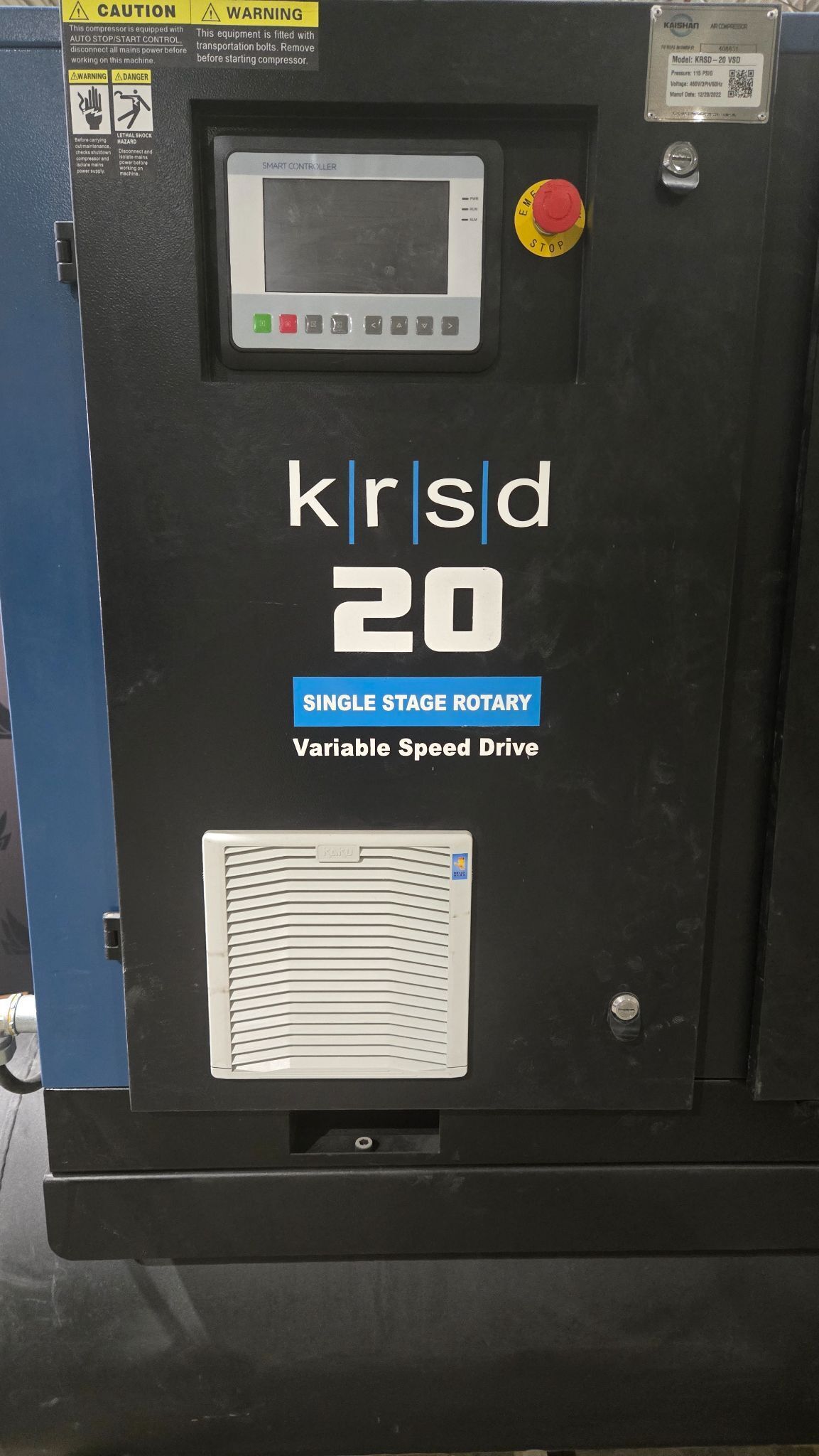 Kaishan KRSD-20 VSD Rotary Screw Air Compressor Tank Mounted NEW 3