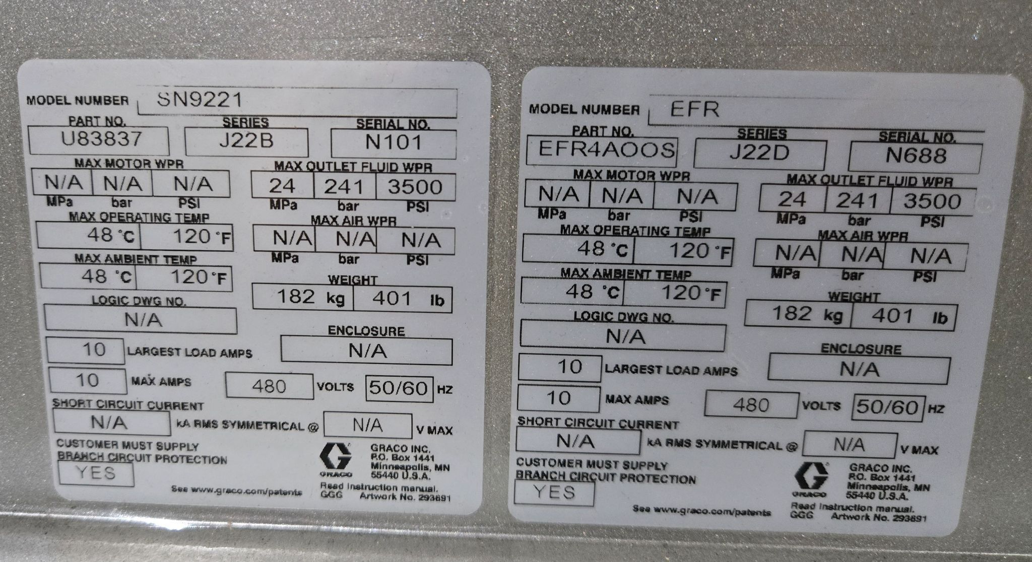 GRACO EFR SN9101 SN9099 Electric Fixed Ratio Dispense System NEW 8