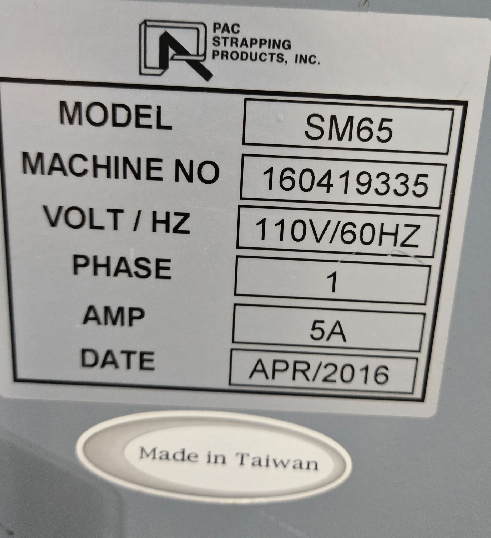 PAC STRAPPING PRODUCTS SM65 AUTOMATIC BANDING MACHINE USED 6