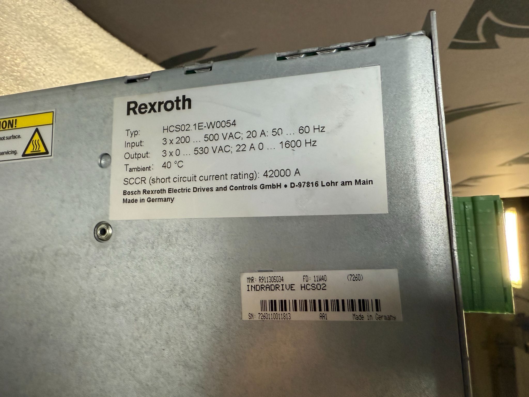 REXROTH HCS02.1E-W0054 IndraDrive HCS02 Drive Controller USED 6