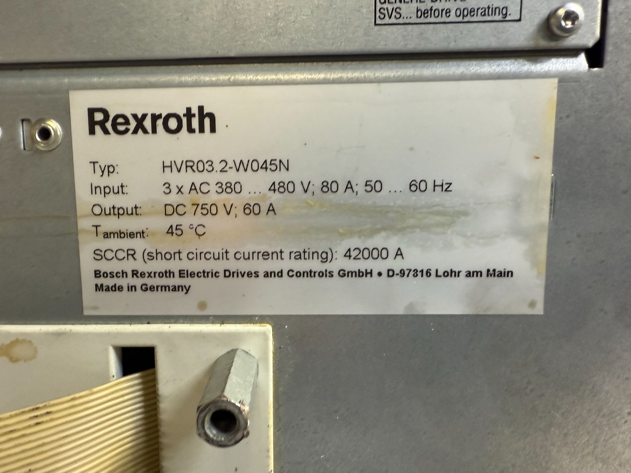 REXROTH HVR03.2‑W045N HVR Power Supply USED 4
