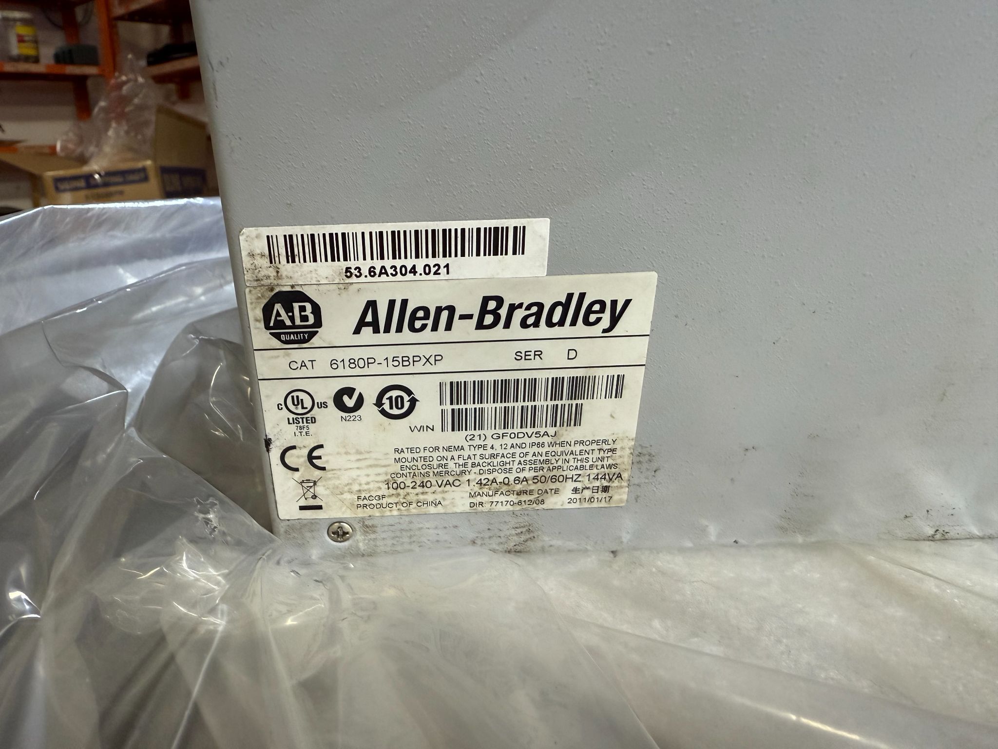 ALLEN BRADLEY 6180P‑15BPXP VersaView 1500P HMI Operator Panel USED 5