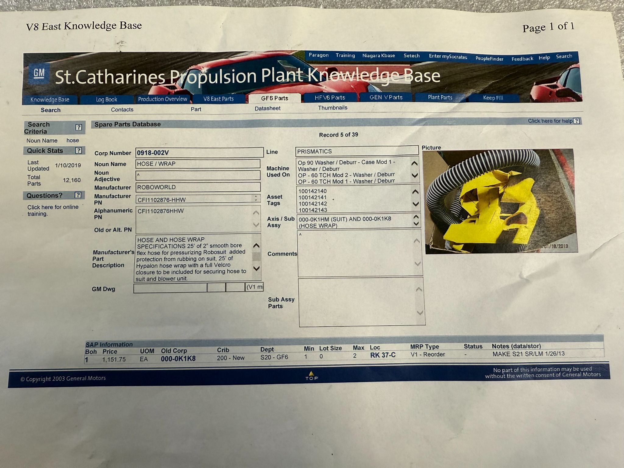 ROBOWORLD CFI1102876‑HHW Robot Paint Suit USED 5