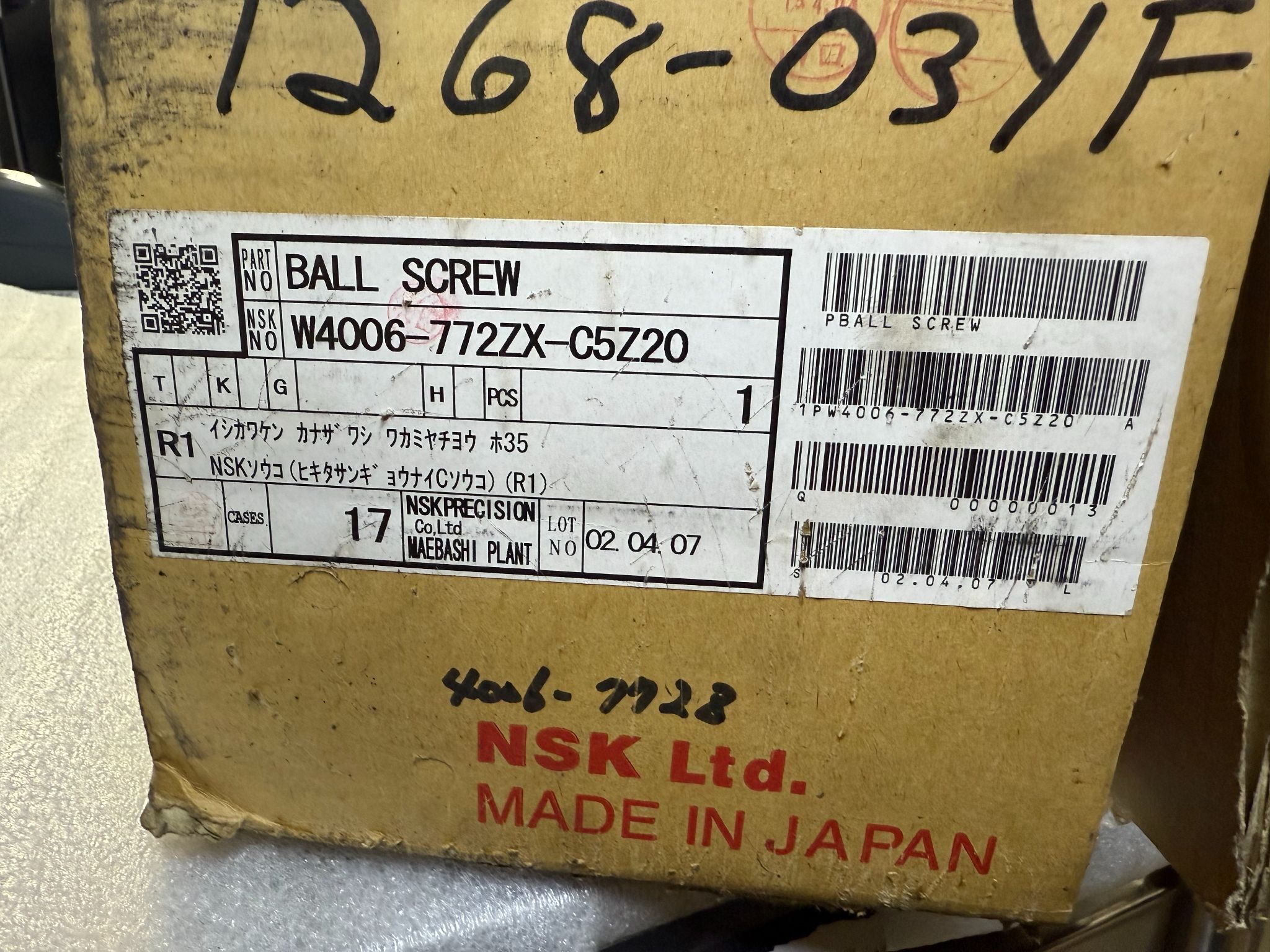 NSK W4006-772ZX-C5Z20 Precision Ball Screw NEW 0