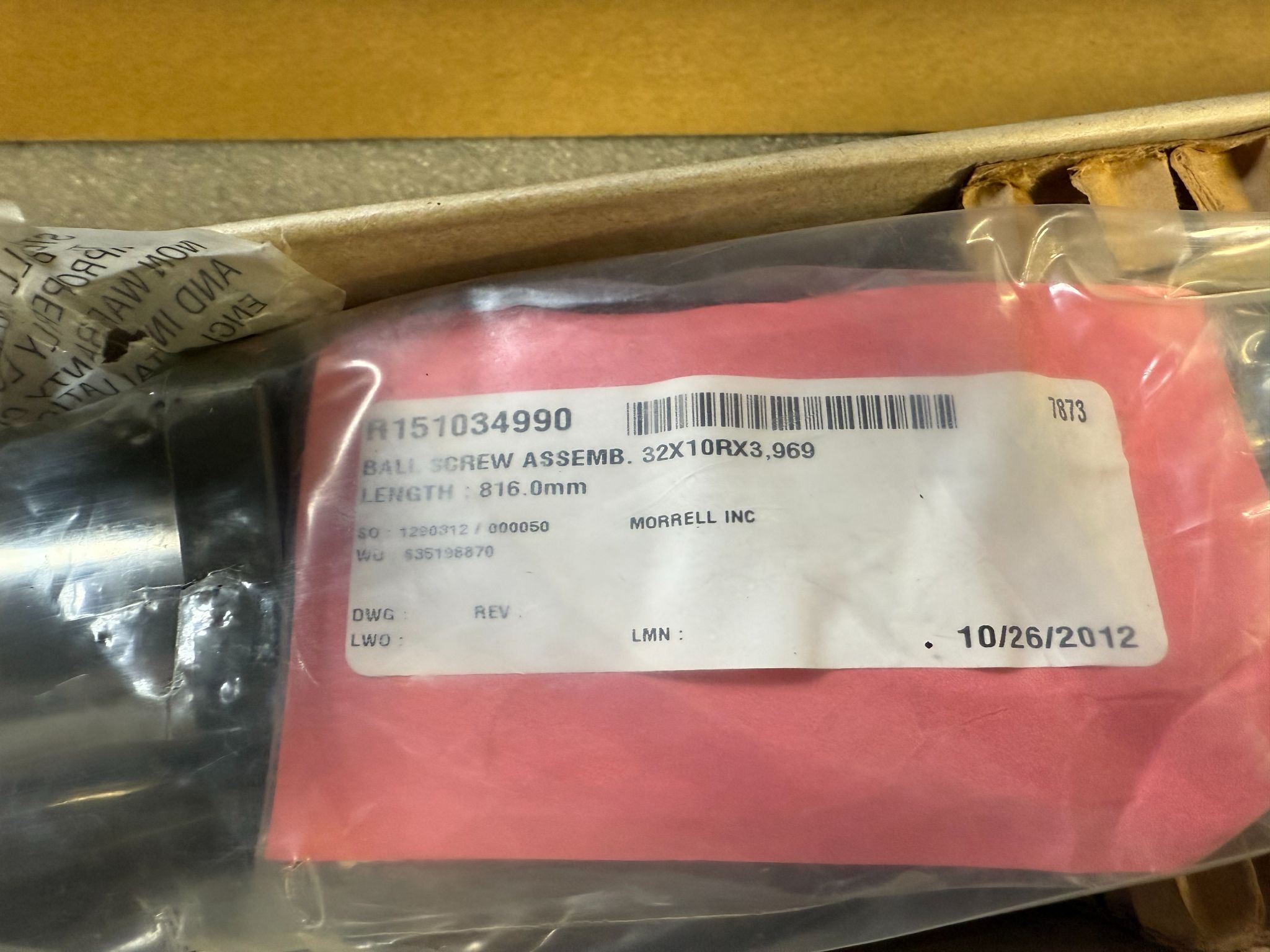 REXROTH R151034990 Ball Screw Assembly Kit (816mm) NEW 6
