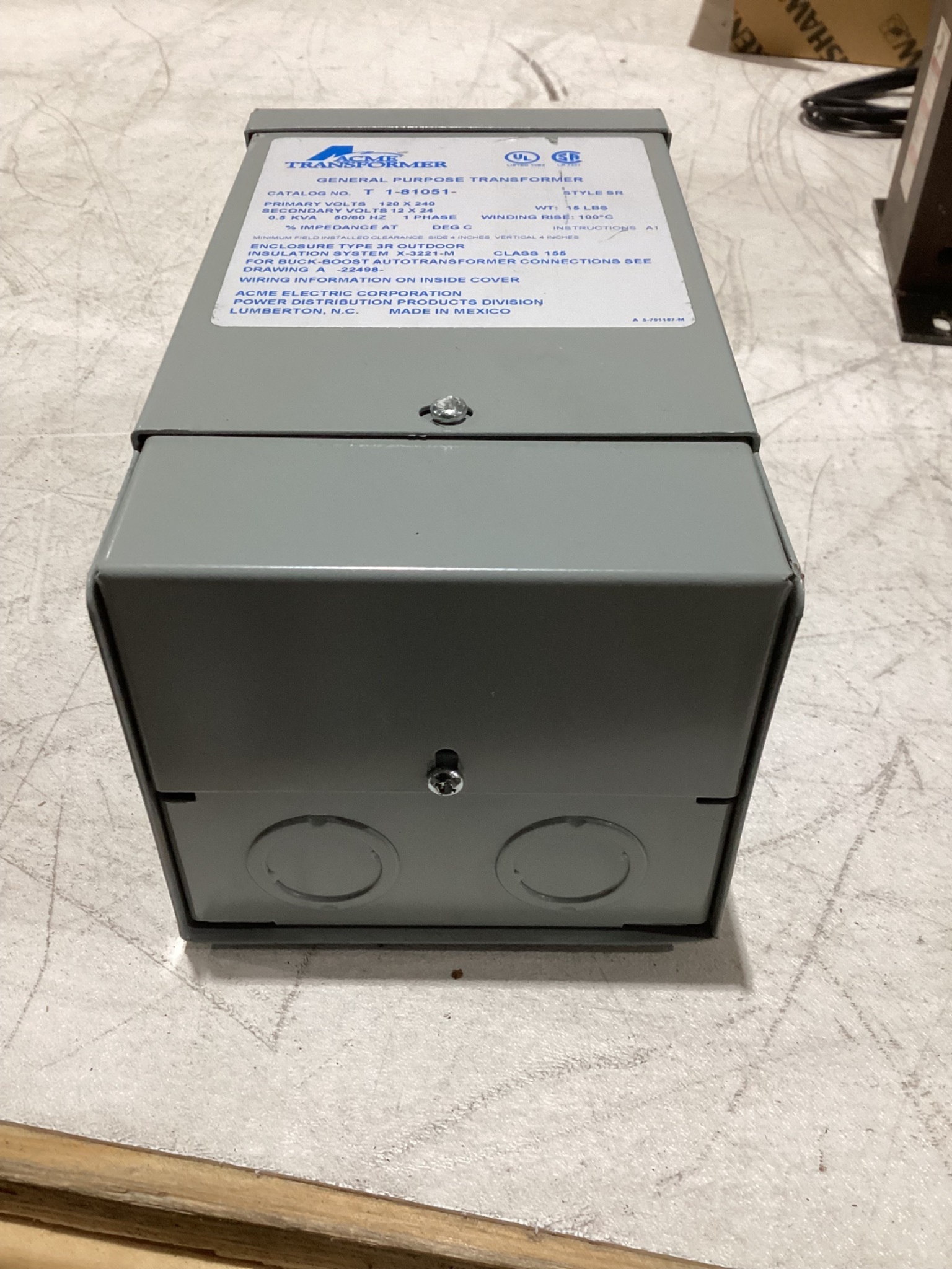 ACME TRANSFORMER T-1-81051 0.5kVA General Purpose Transformer 120/240V NEW 1