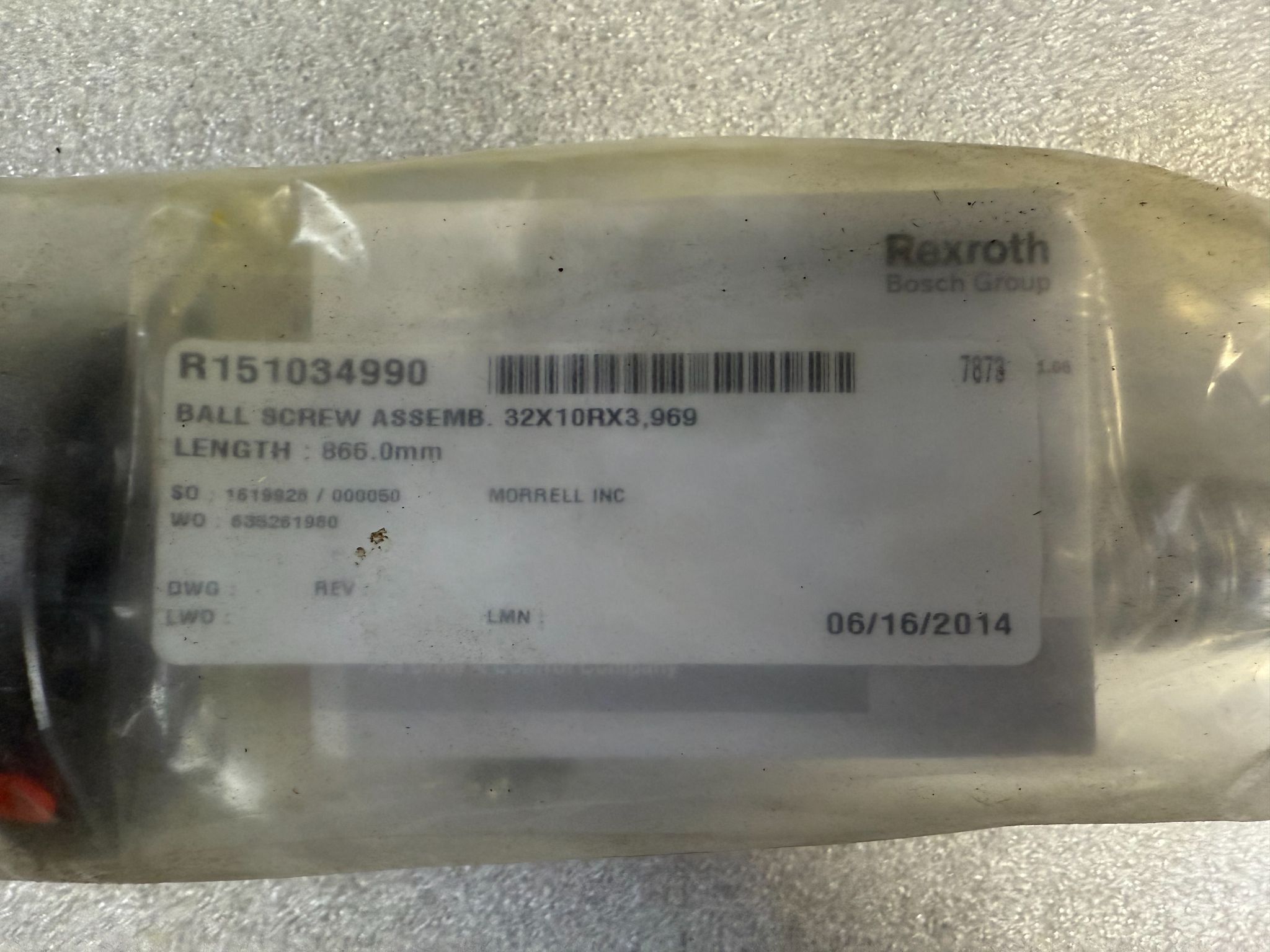 BOSCH REXROTH R151034990 Ball Screw Assembly 32x10RX3,969 (866mm) NEW 3