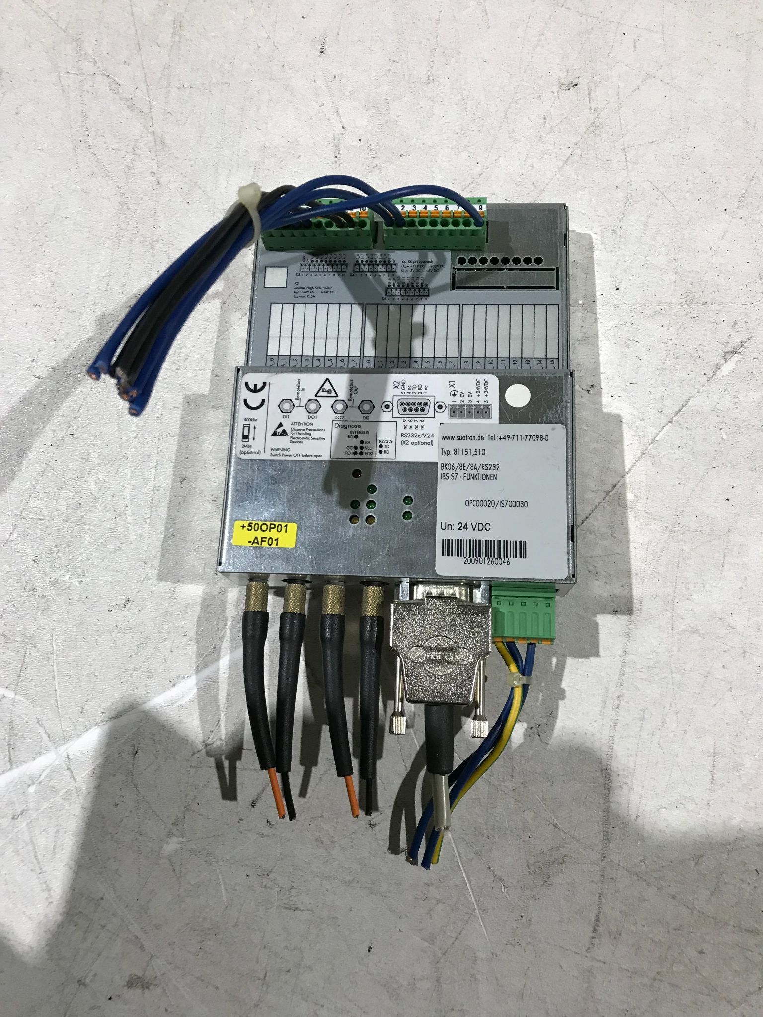 SUETRON 81151.51 Bus Coupler I/O Module 24VDC USED 0
