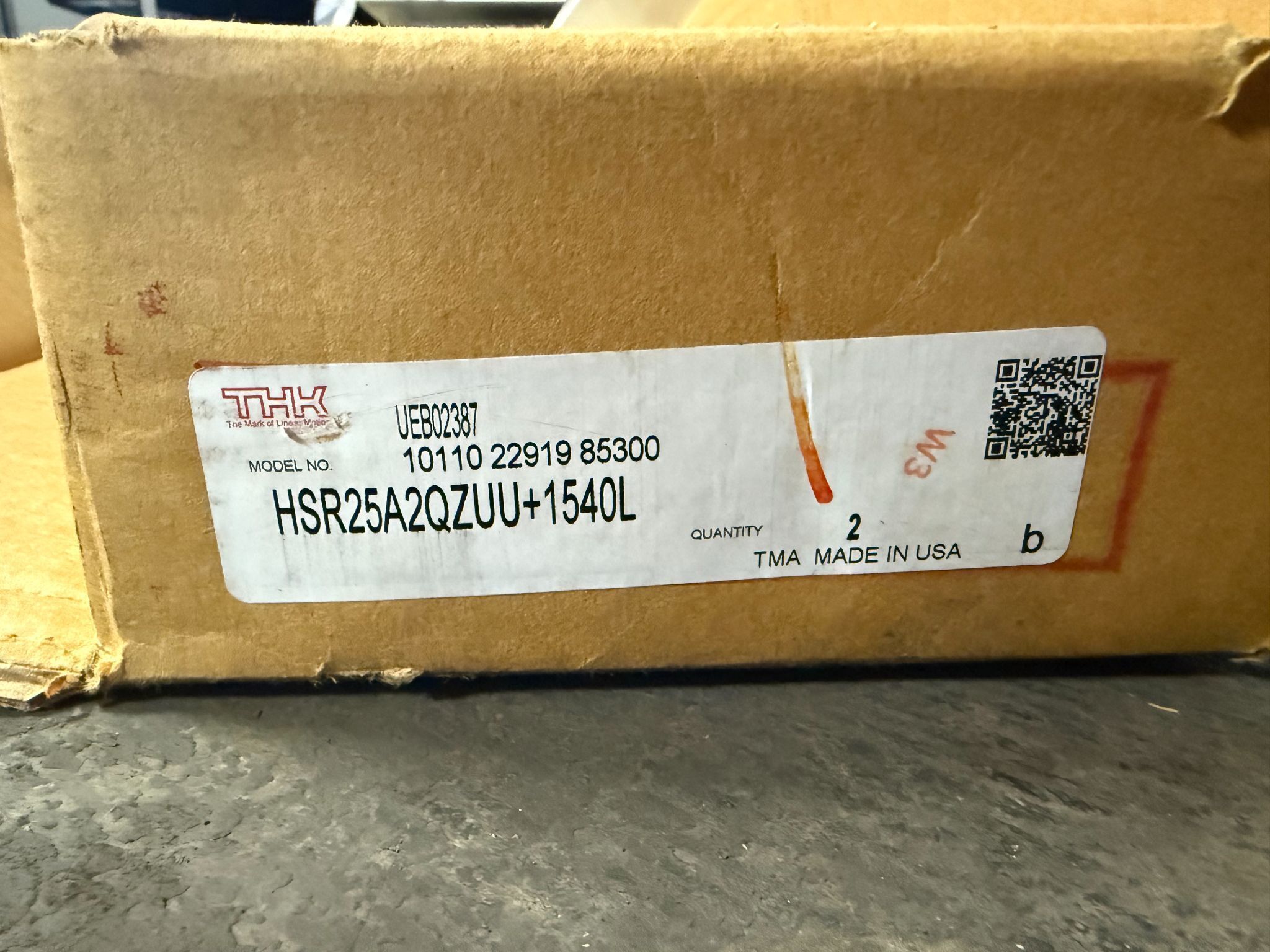 THK HSR25A2QZUU+1540L Linear Guide Rail Assembly NEW (2-Pack) 0