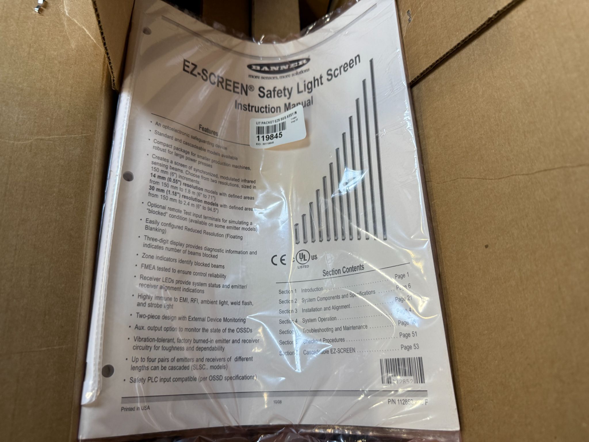 BANNER SLSCP30-600Q88 EZ-SCREEN Light Curtain Set w/ Hardware (600mm) NEW 2