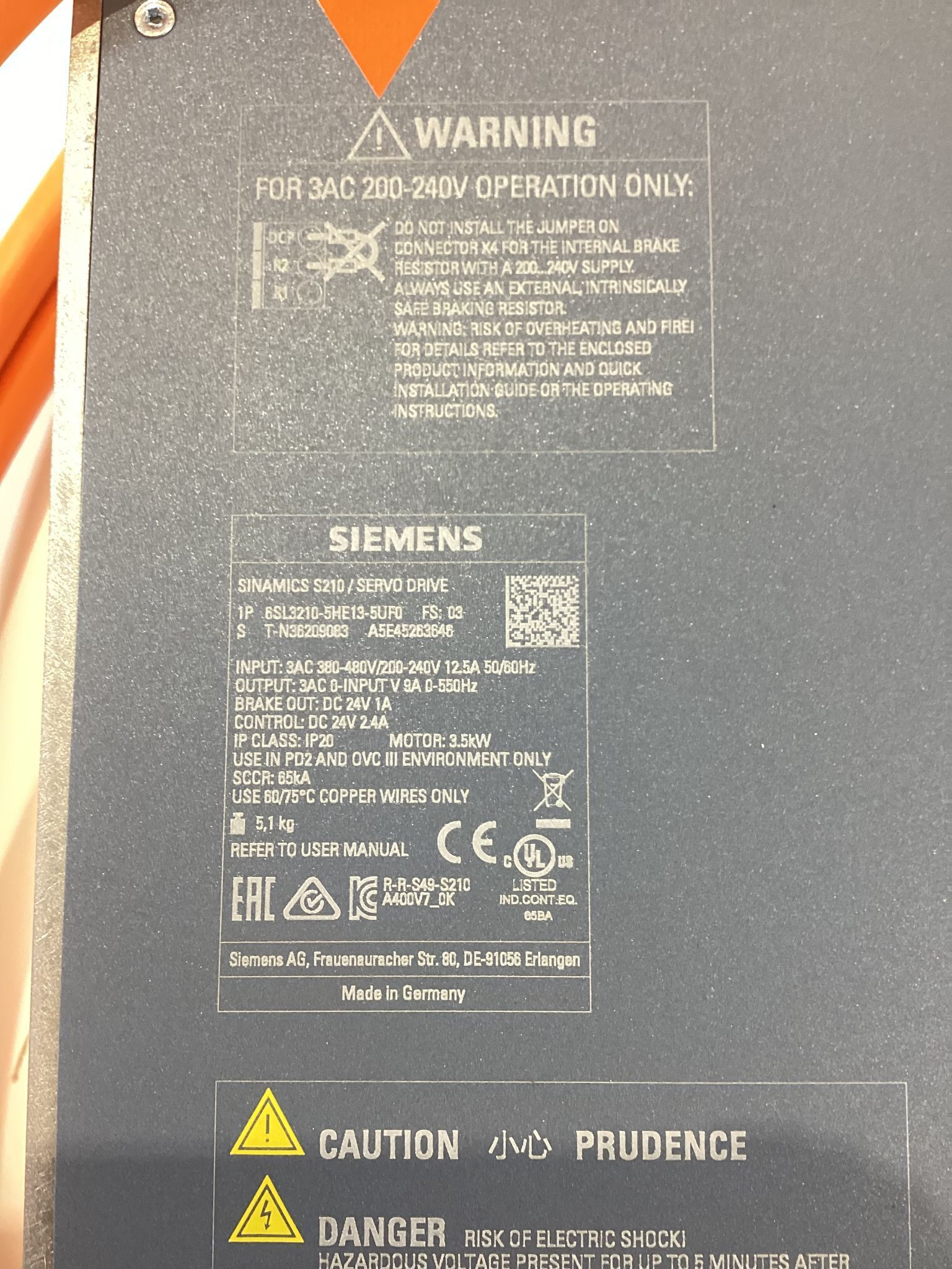 SIEMENS 6SL3210-5HE13-5UF0 SINAMICS S110 Servo Drive USED 1