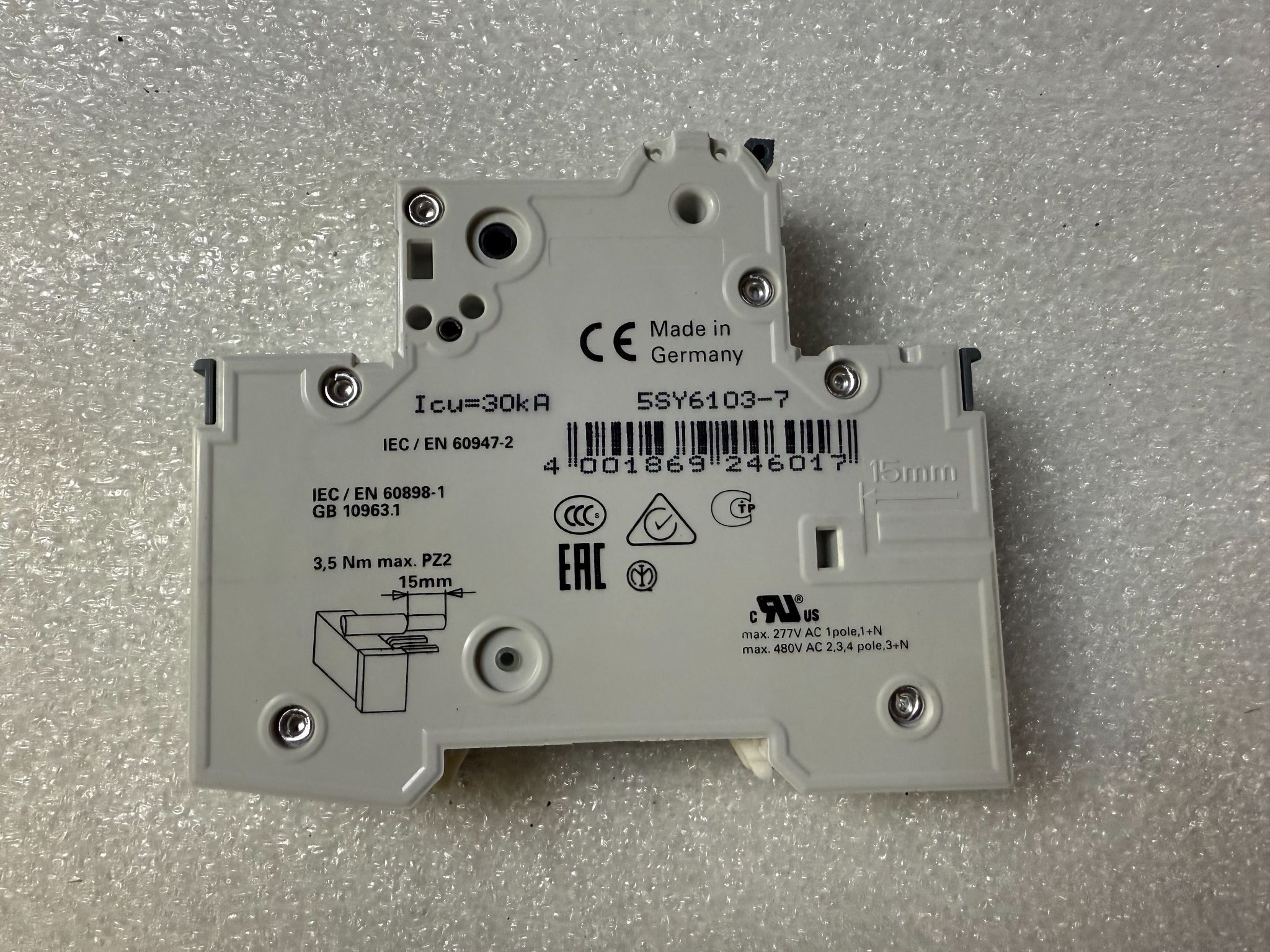 SIEMENS 5SY6103-7 Miniature Circuit Breaker C3 1P NEW 2