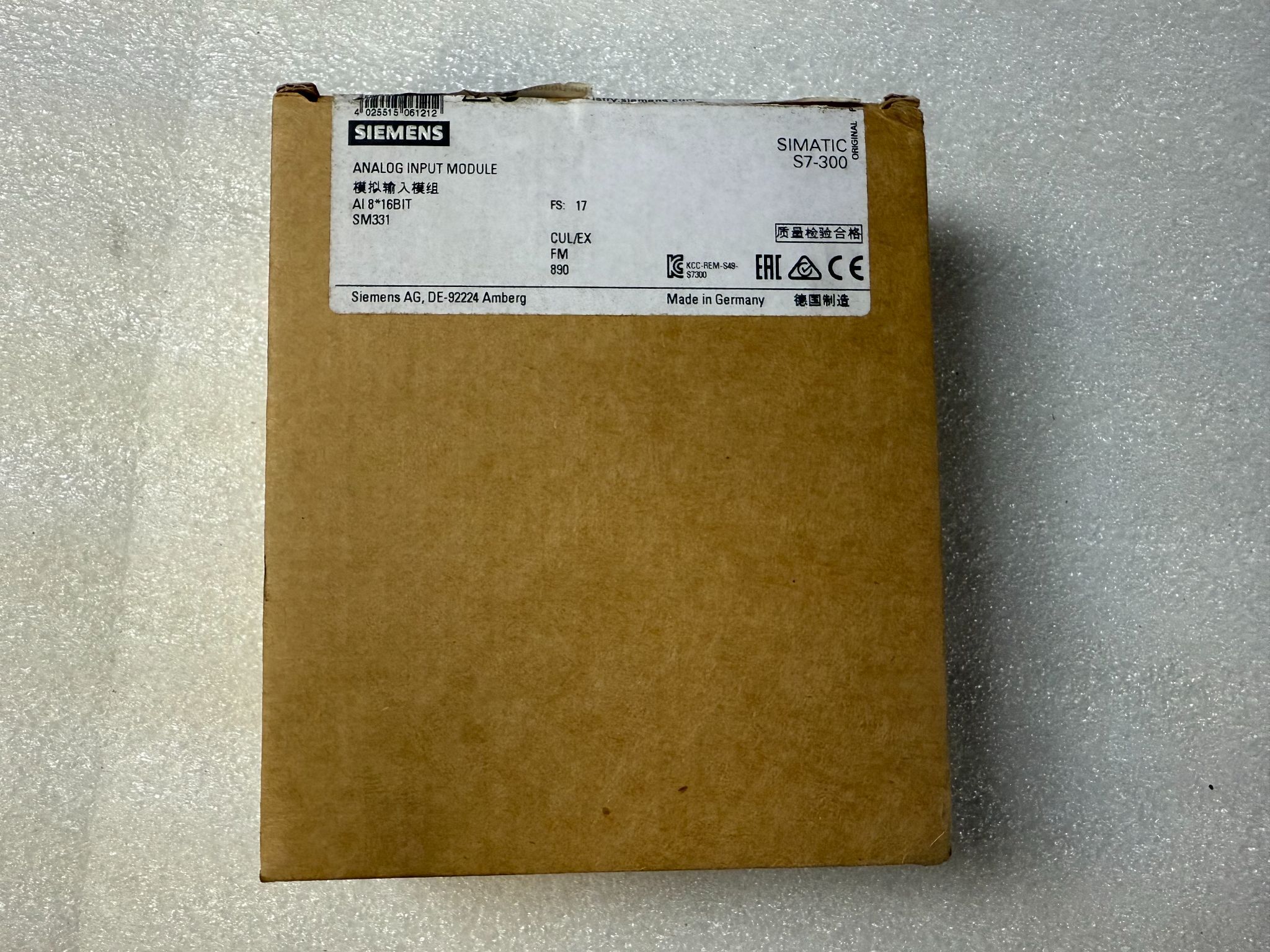 SIEMENS 6ES7331‑7NF00‑0AB0 SIMATIC S7‑300 Analog Input Module NEW 0