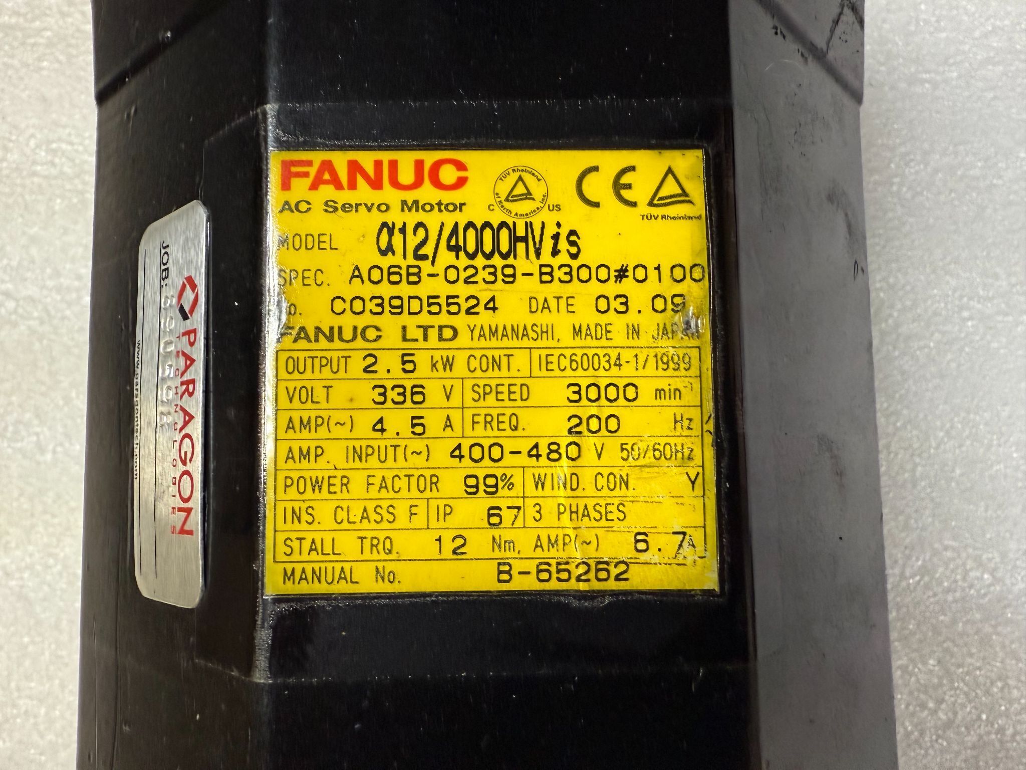 FANUC A06B-0239-B300#0100 Alpha 12/4000HVis AC Servo Motor USED REPAIRED 3