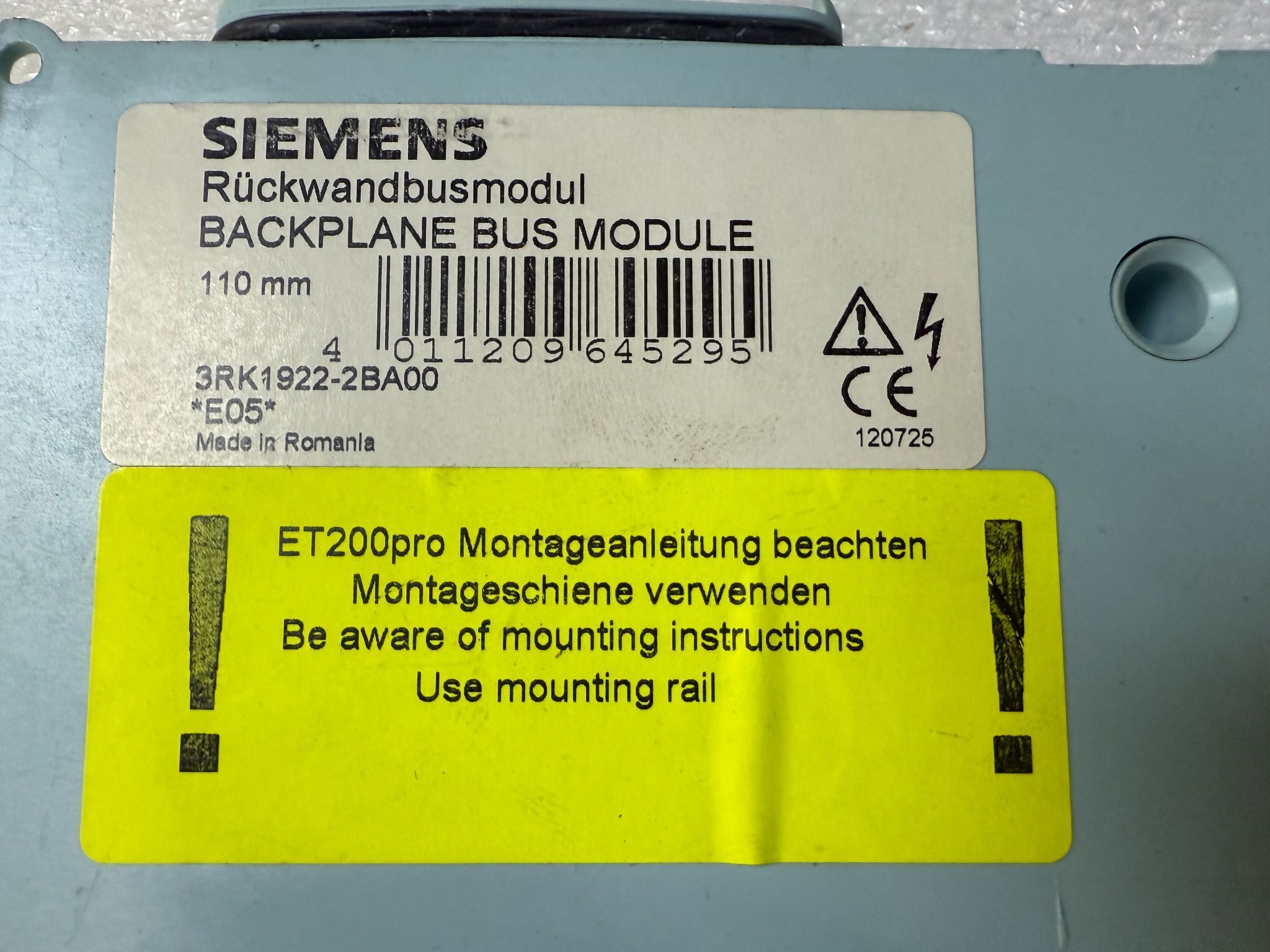 SIEMENS 3RK1922‑2BA00 Backplane Bus Module USED 1