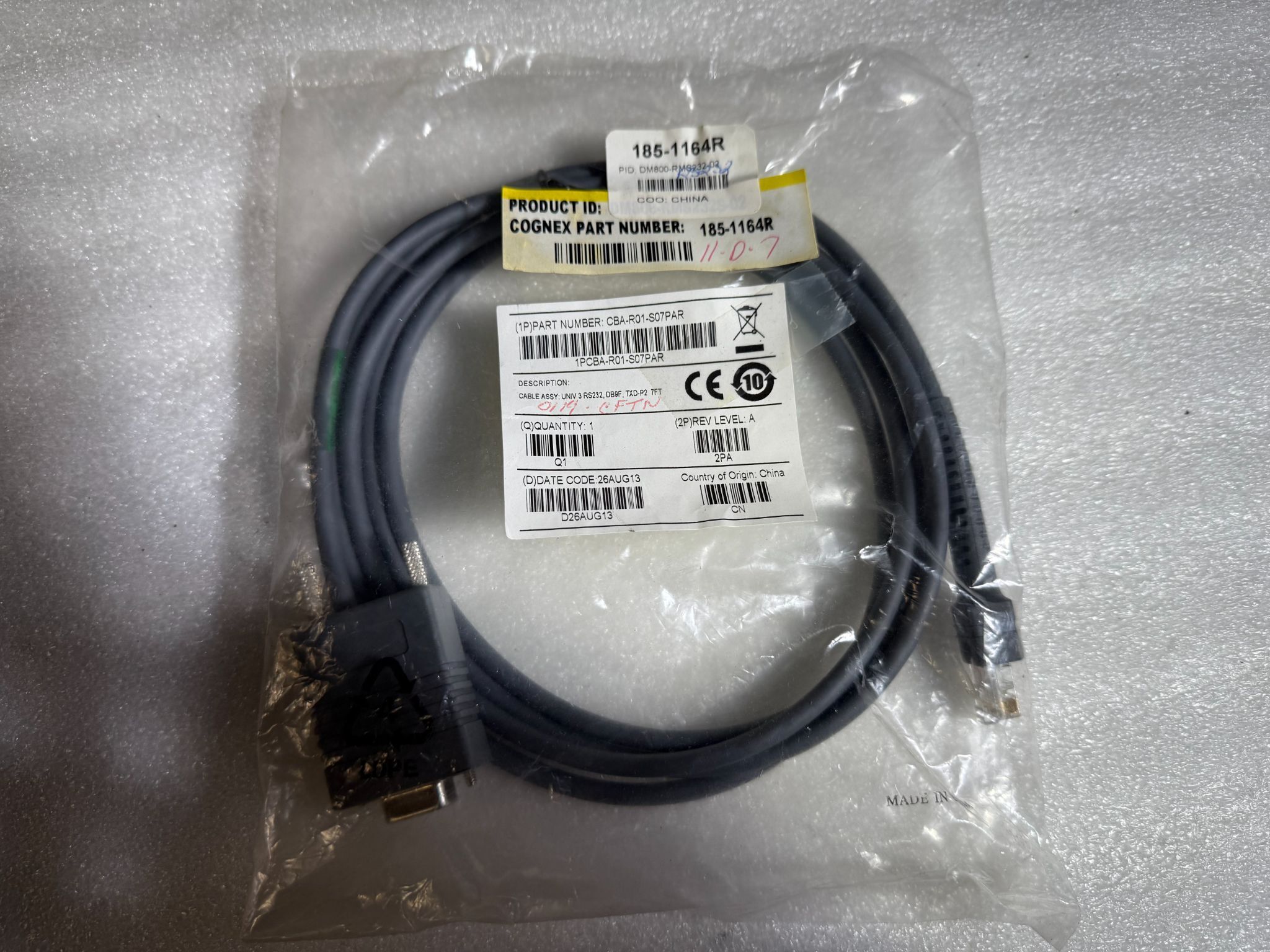 COGNEX 185-1164R CBA‑R01‑S07PAR Serial Data Cable Assembly NEW 0