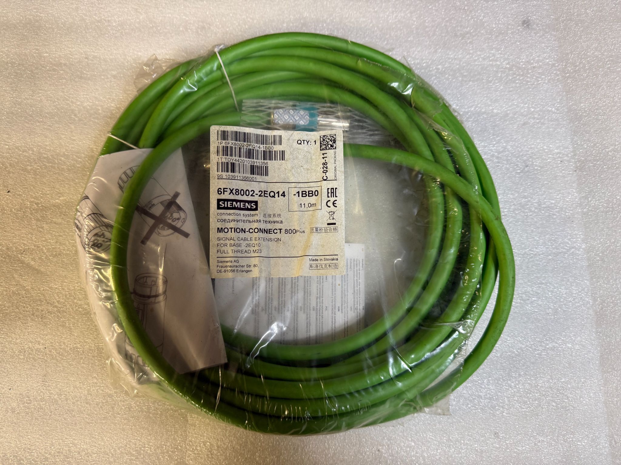 SIEMENS 6FX8002-2EQ14-1BB0 Motion‑Connect 800PLUS Signal Cable Extension (11m) NEW 0